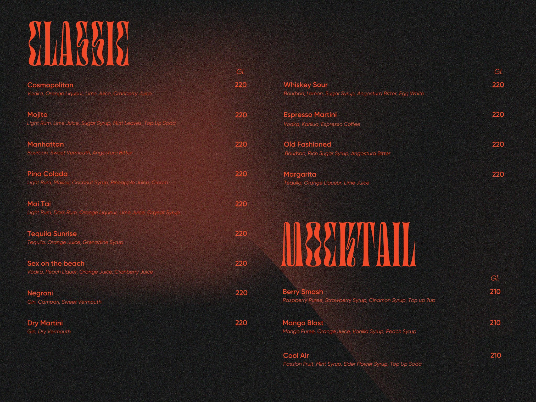 Menu Bar Hedonist - L7 West Lake Hanoi 7 