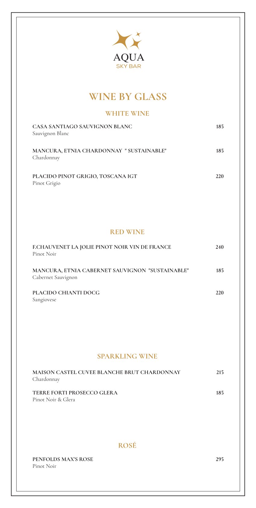 Menu Aqua Sky Bar - La Siesta Premium Saigon Central - Lê Anh Xuân 4 