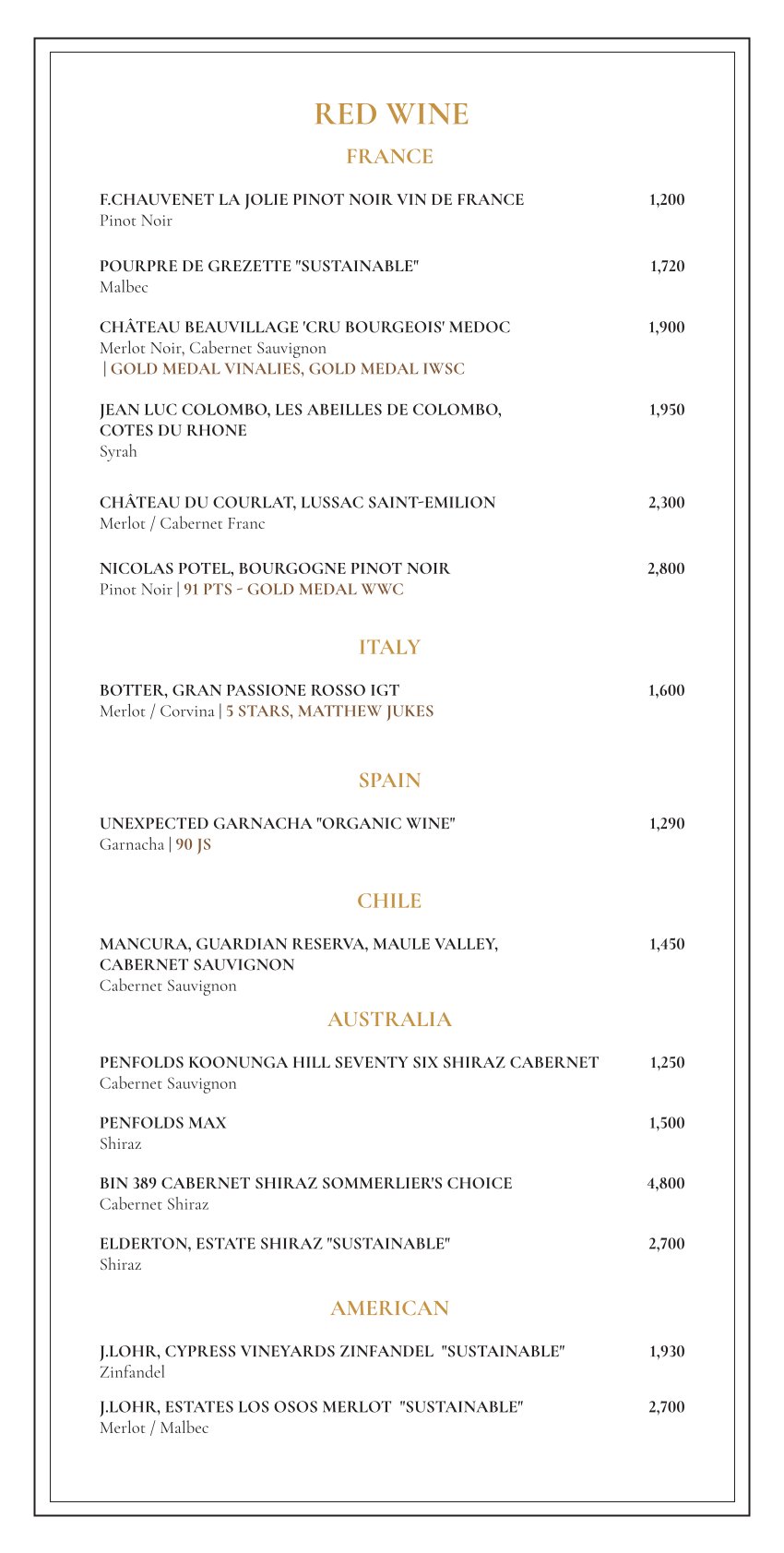 Menu Aqua Sky Bar - La Siesta Premium Saigon Central - Lê Anh Xuân 6 