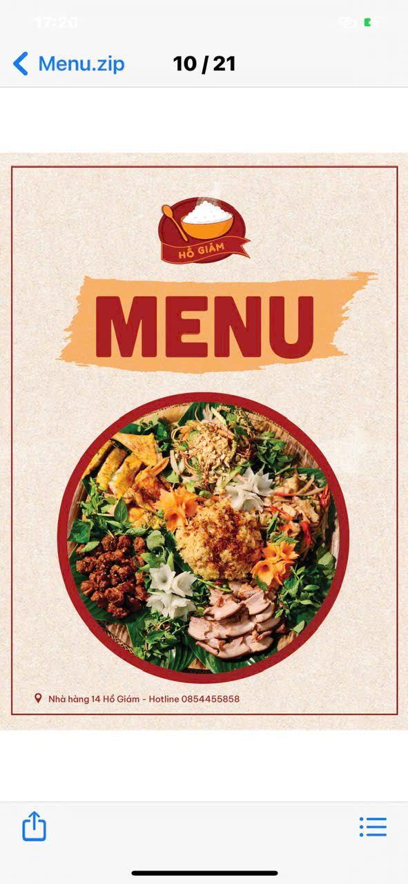 Menu Nhà hàng Mộc Phố - Mai Hắc Đế 1 