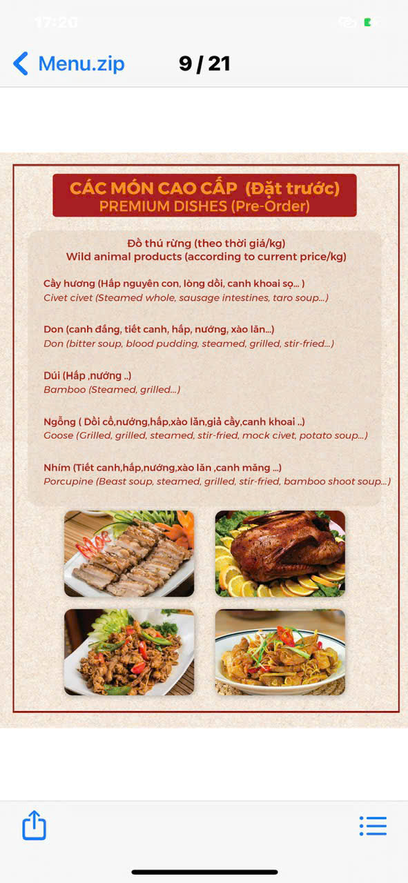 Menu Nhà hàng Mộc Phố - Mai Hắc Đế 4 