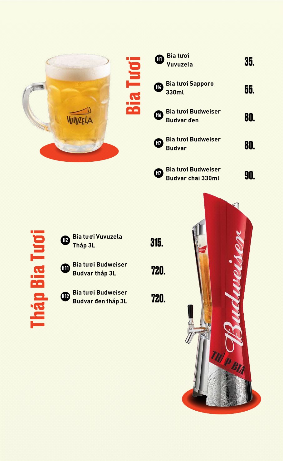 Menu Vuvuzela - Trần Thái Tông 5 