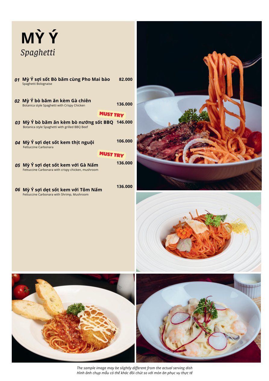 Menu Botanica - Giảng Võ 9 