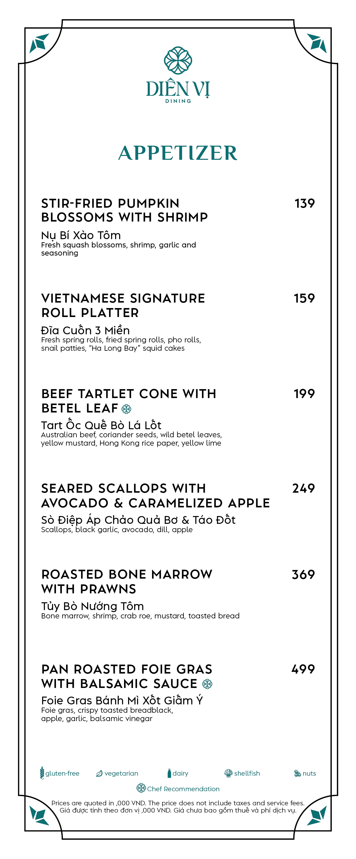 Menu Diên Vị Dining - Đào Duy Từ 7