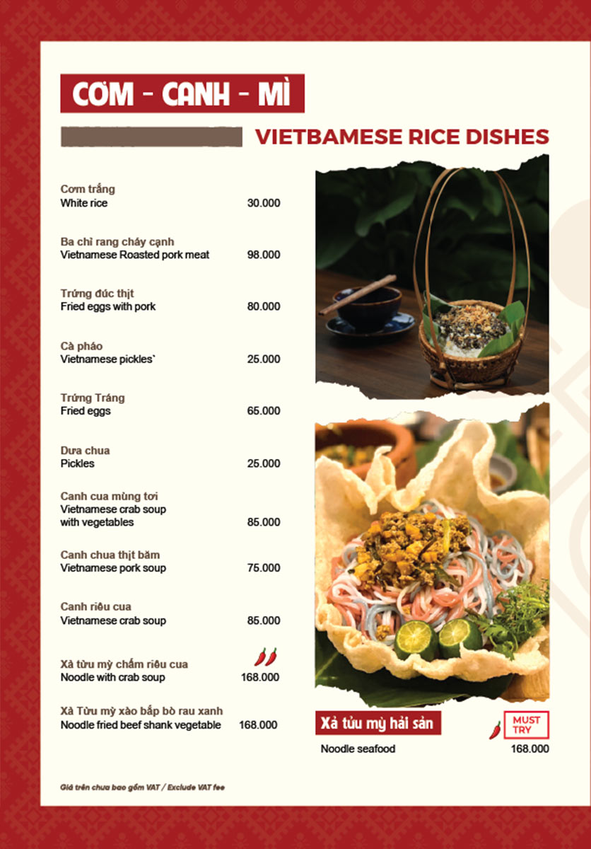 Menu Quán Kiến - Tuệ Tĩnh 16 