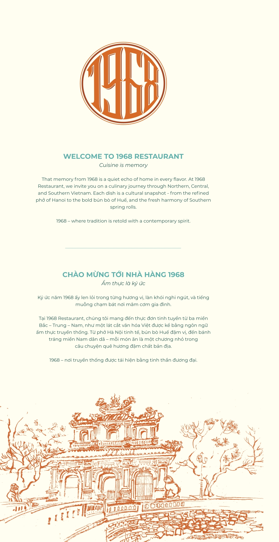 Menu Nhà hàng 1968 - Đường Thành 2 