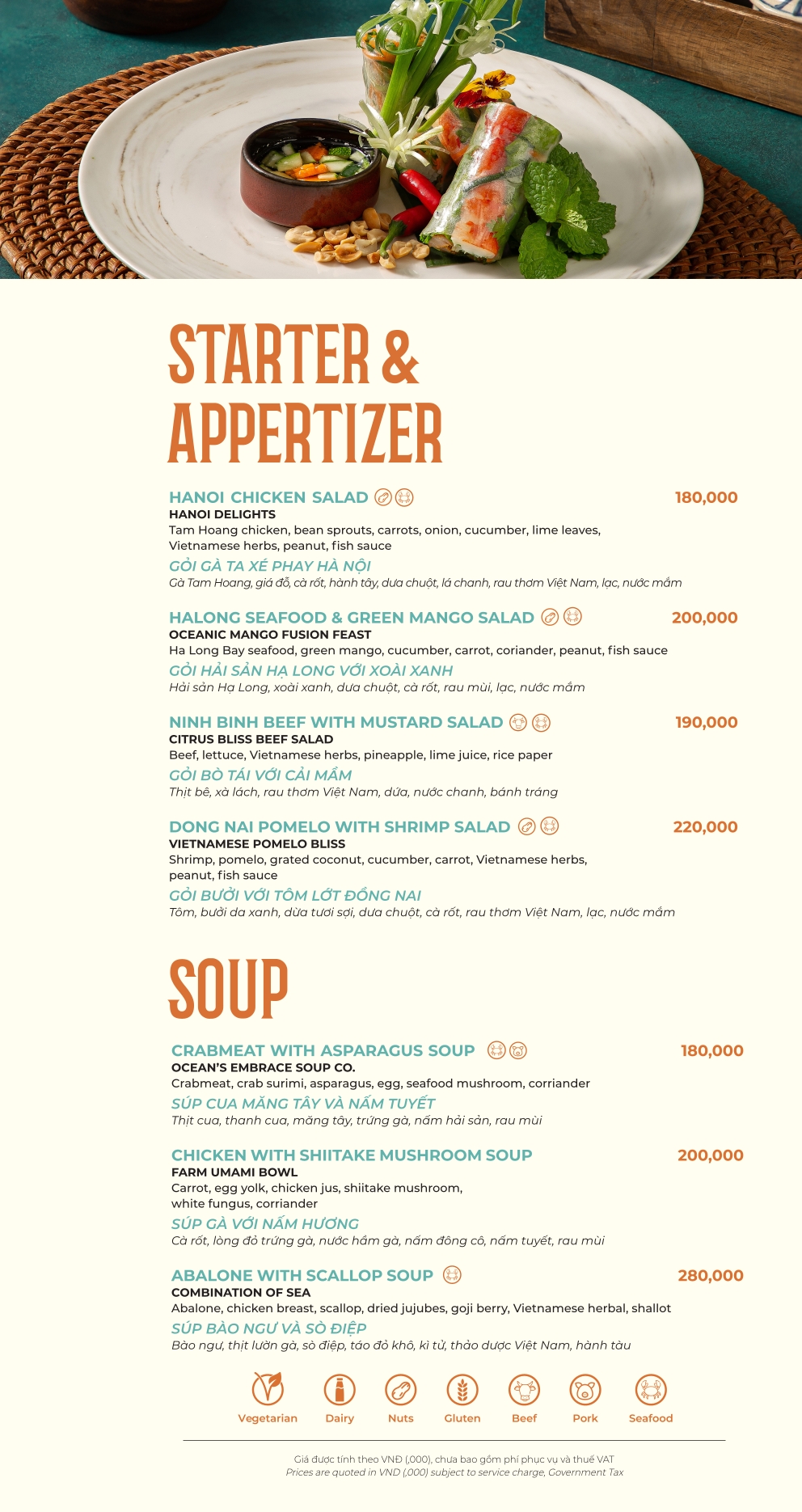 Menu Nhà hàng 1968 - Đường Thành 3 