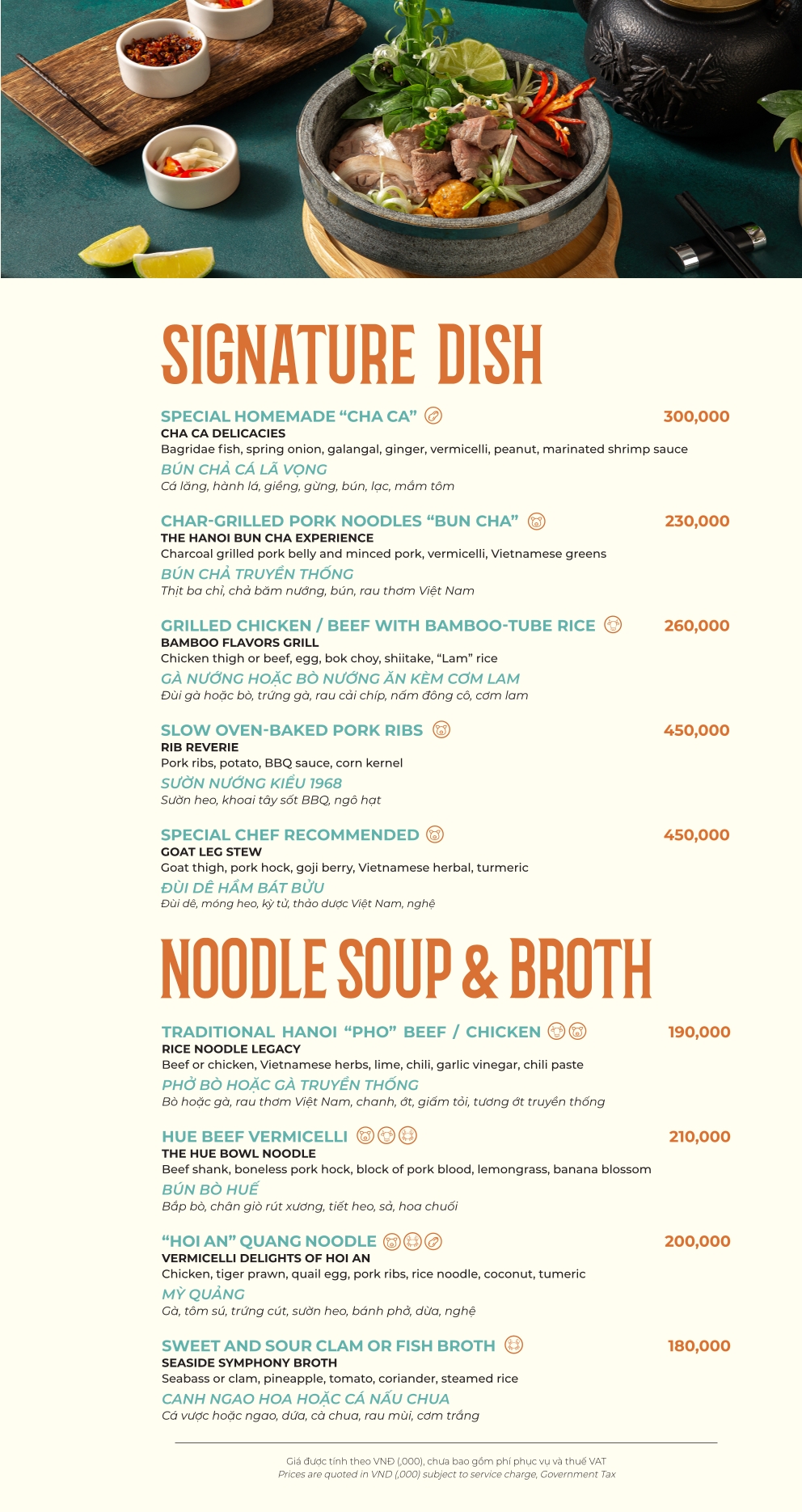 Menu Nhà hàng 1968 - Đường Thành 5 