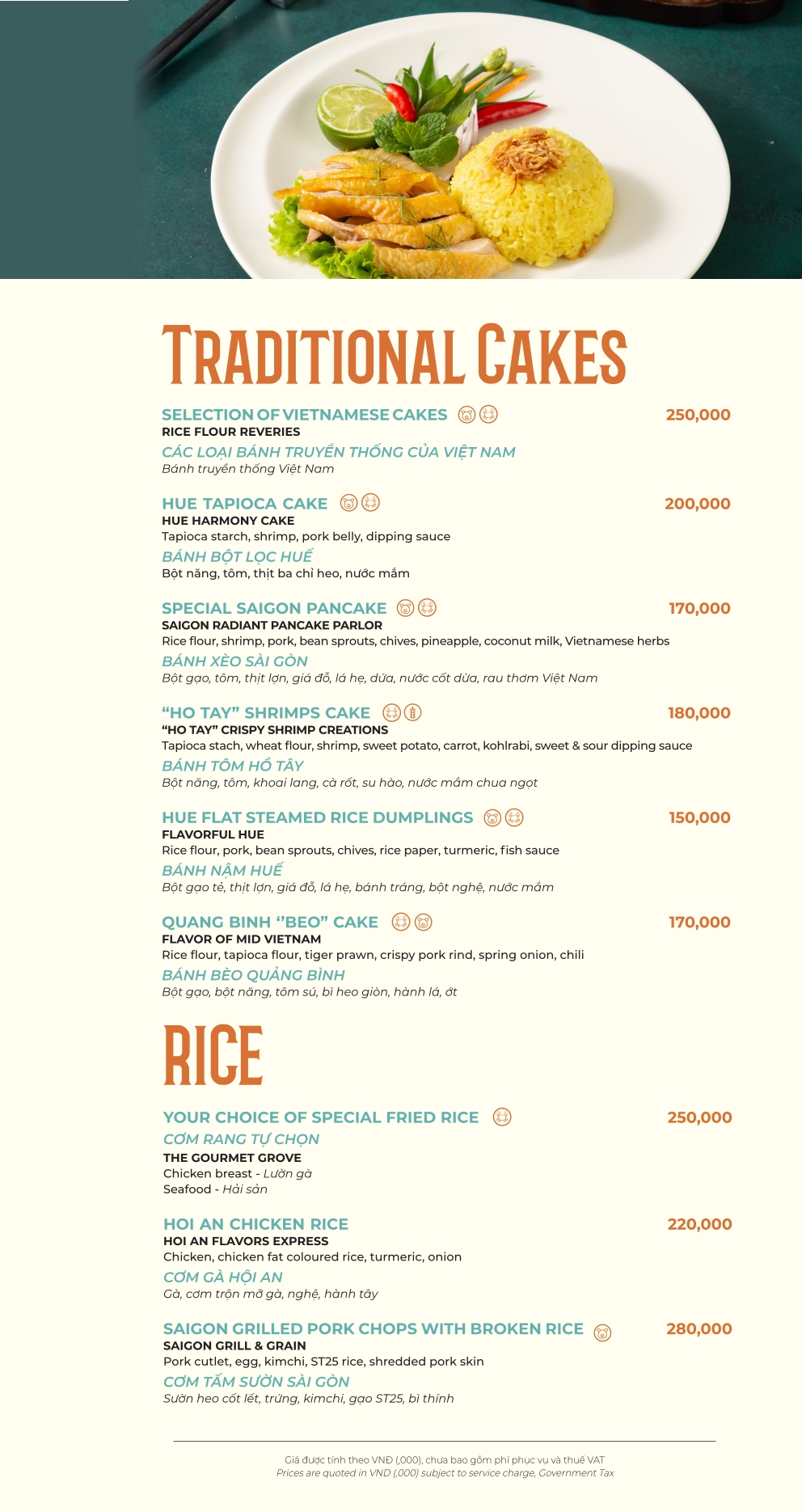 Menu Nhà hàng 1968 - Đường Thành 7 