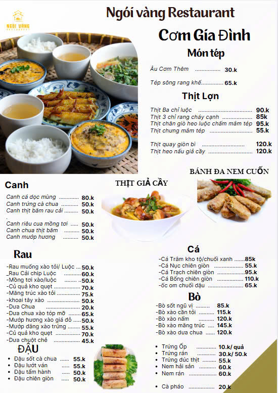 Menu Ngói Vàng Steak - An Phú 5 