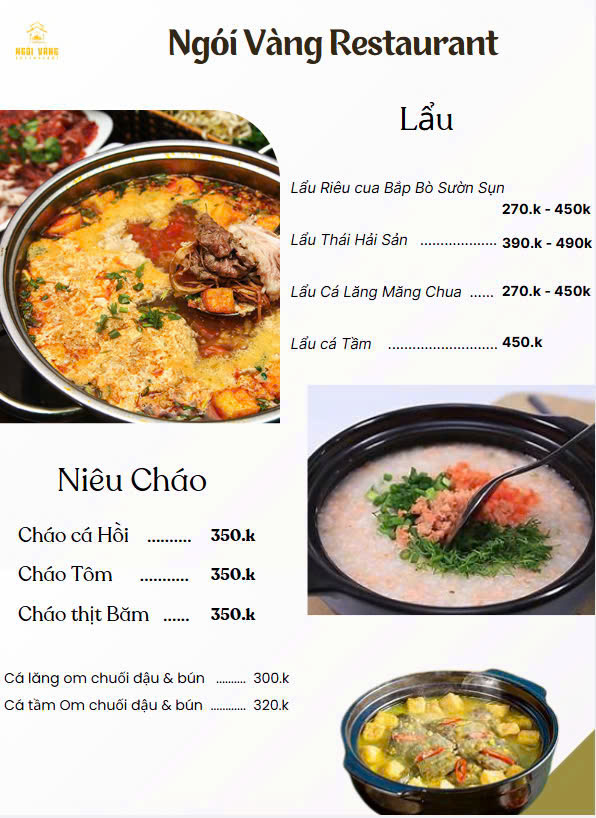 Menu Ngói Vàng Steak - An Phú 6 