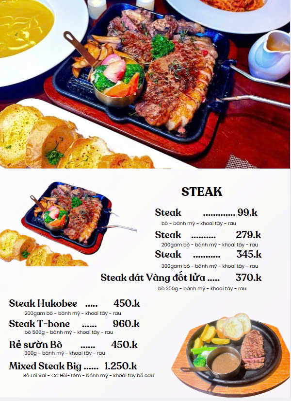 Menu Ngói Vàng Steak - An Phú 8 