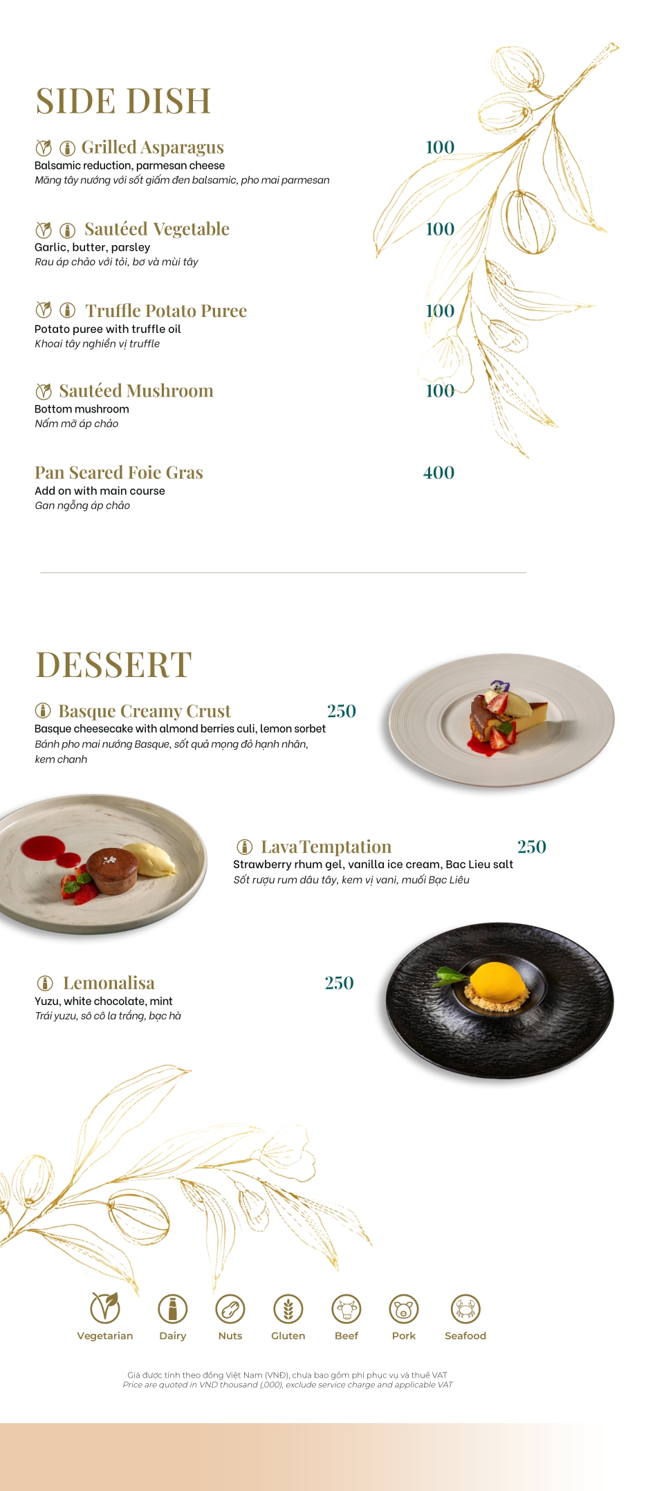 Menu Nhà hàng Olivine - Đường Thành 6 