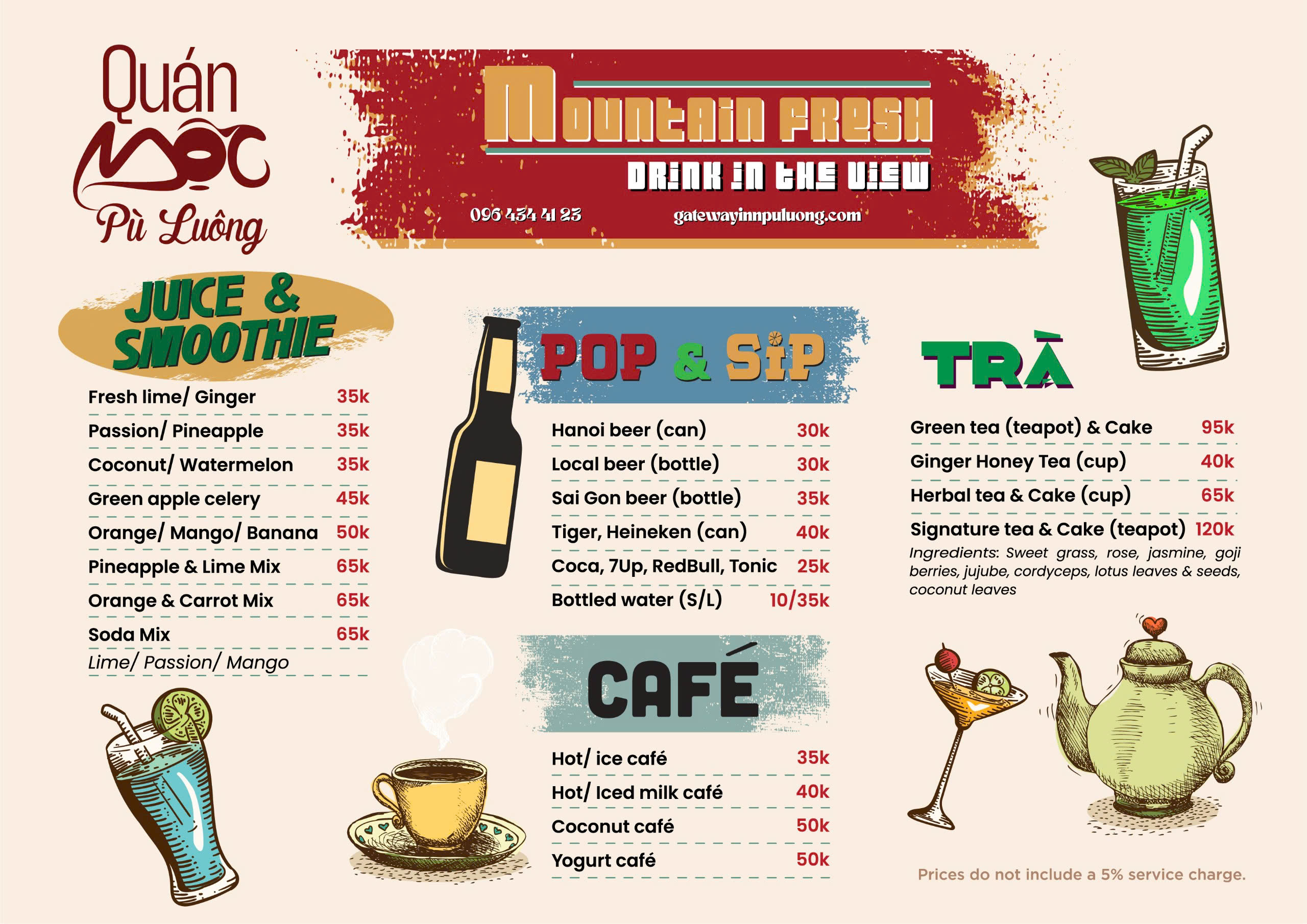 Menu Quán Mộc - Pù Luông 1