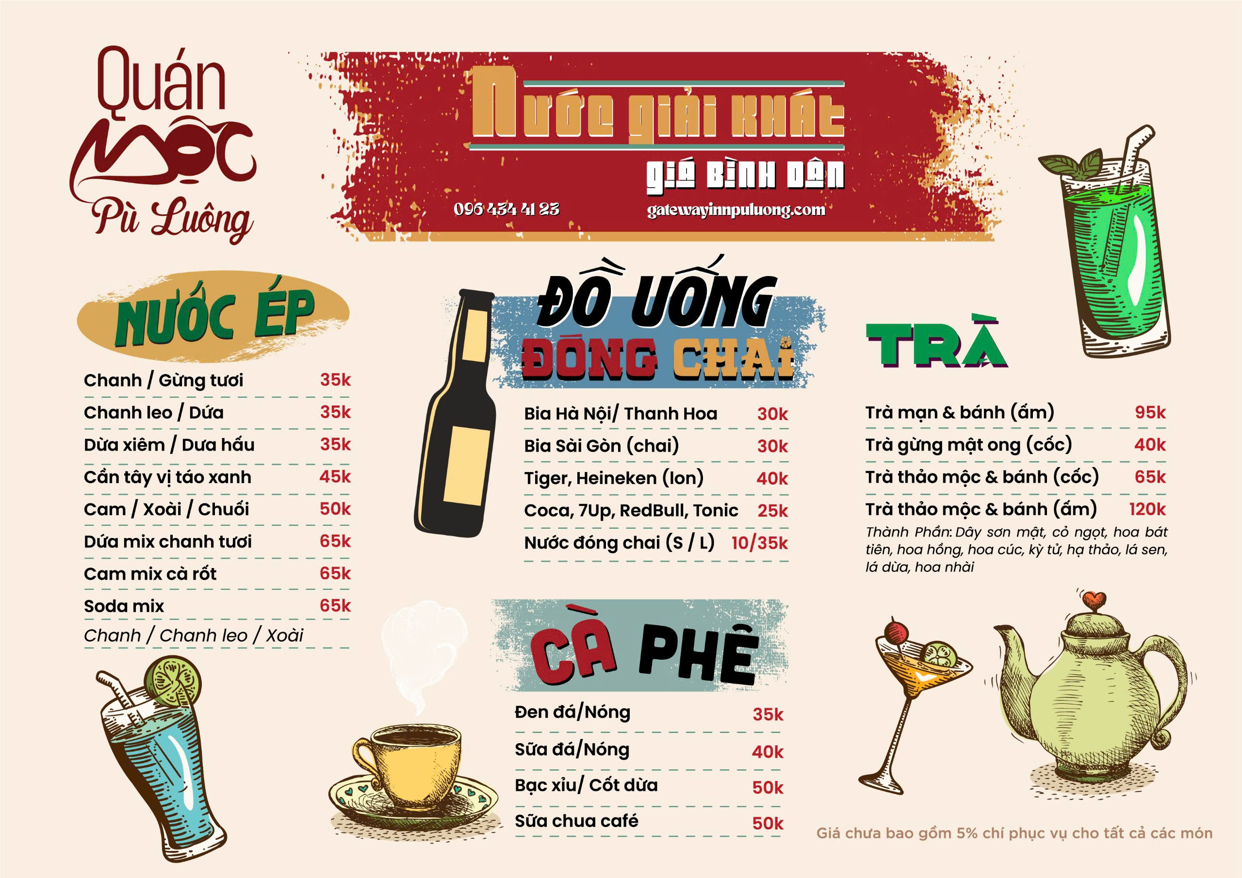 Menu Quán Mộc - Pù Luông 2