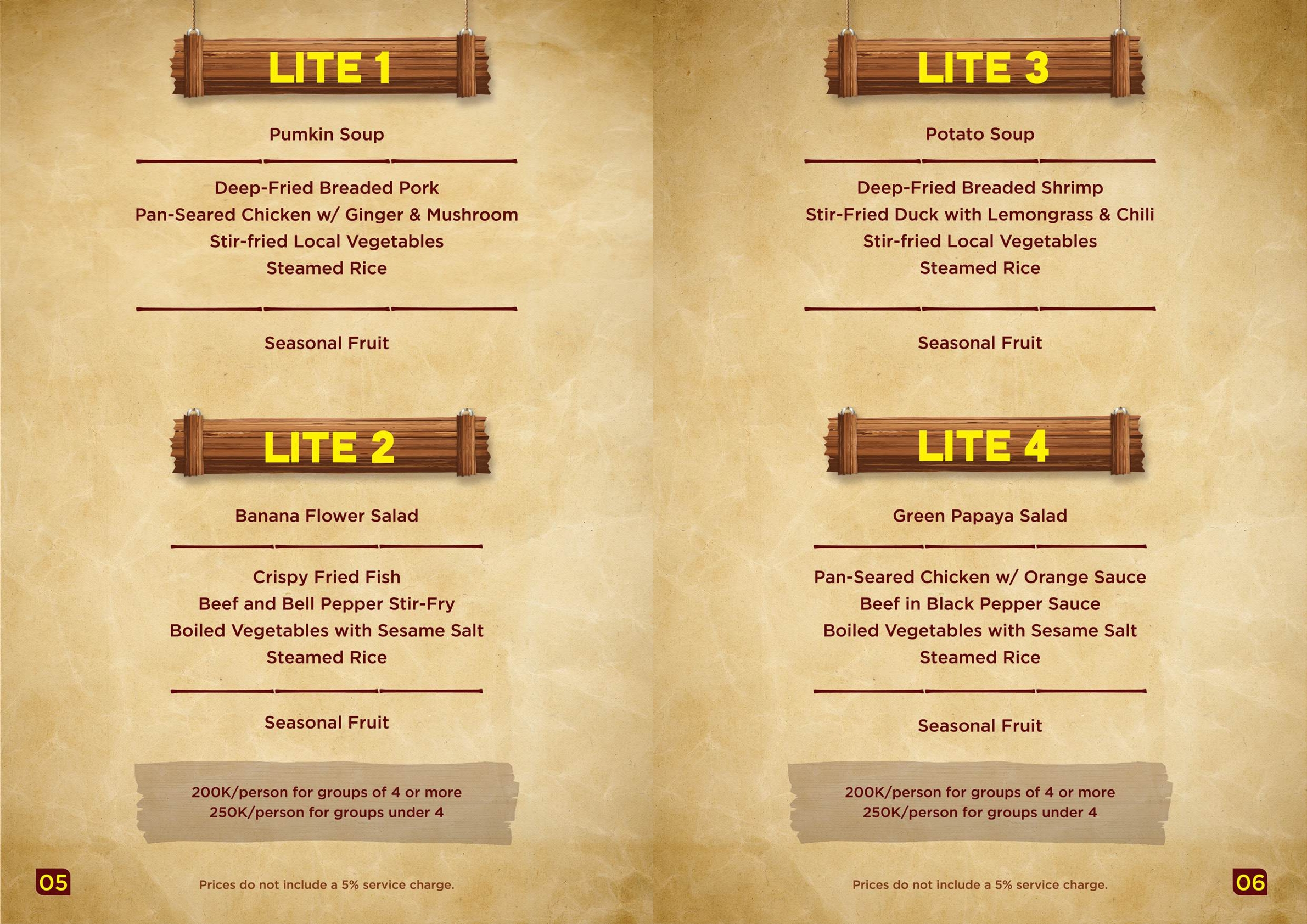 Menu Quán Mộc - Pù Luông 6 