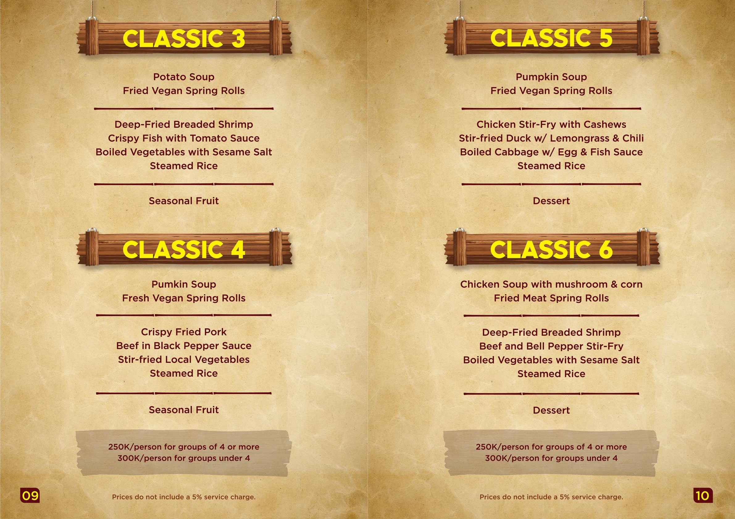 Menu Quán Mộc - Pù Luông 8 