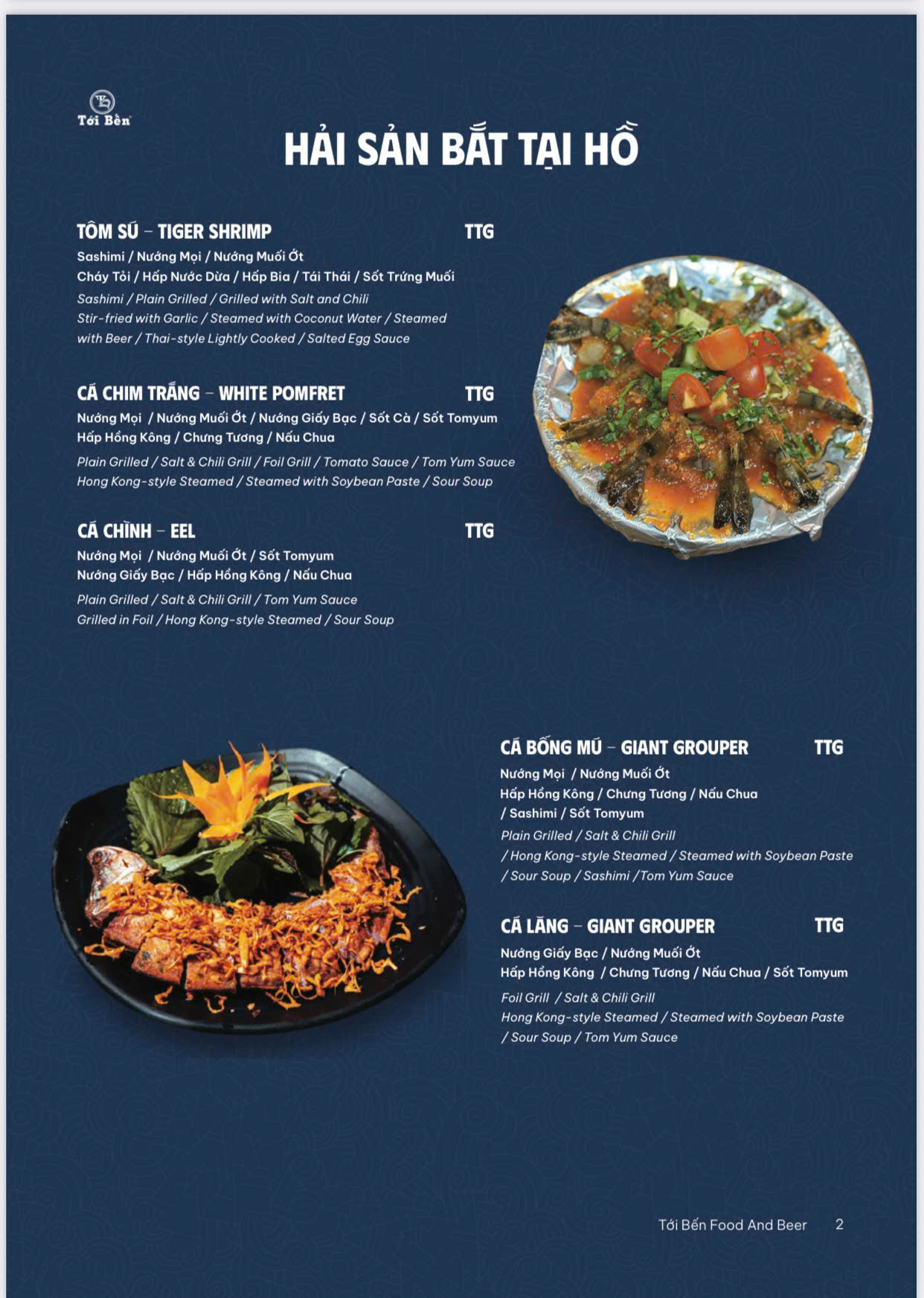 Menu Quán Tới Bến - Bến Vân Đồn 2