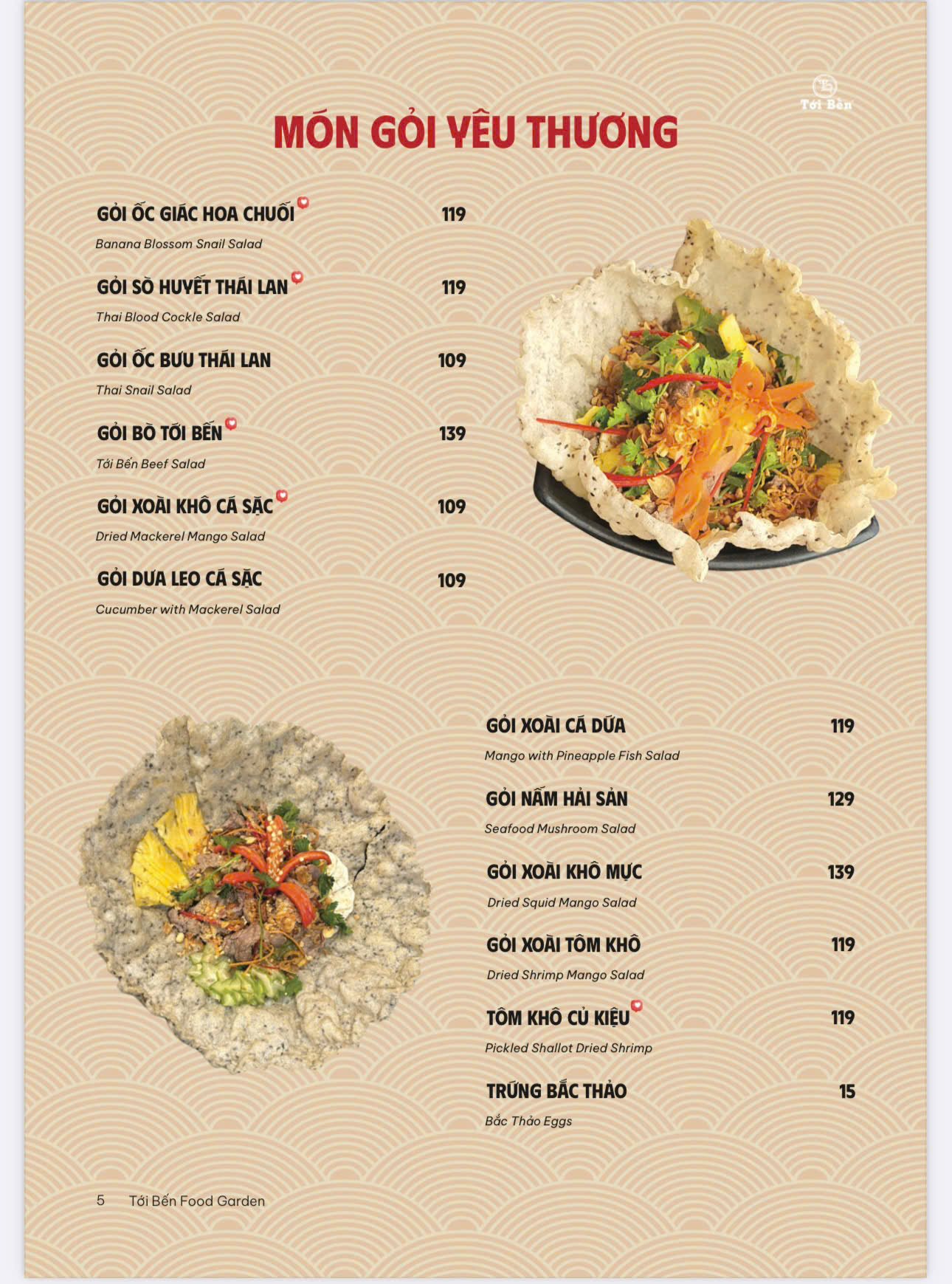 Menu Tới Bến Food Garden - Kênh Tân Hoá 4
