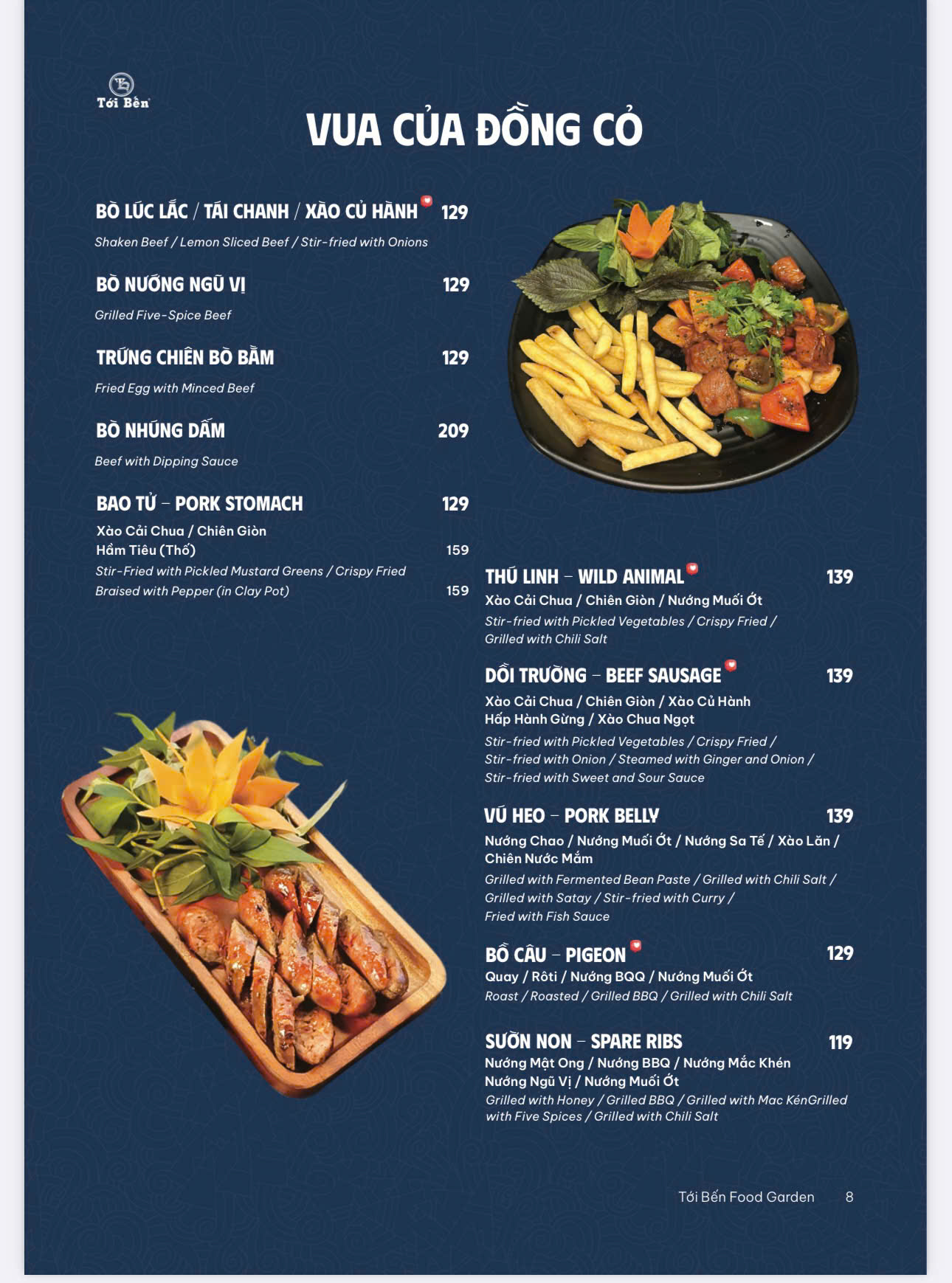 Menu Tới Bến Food Garden - Kênh Tân Hoá 7