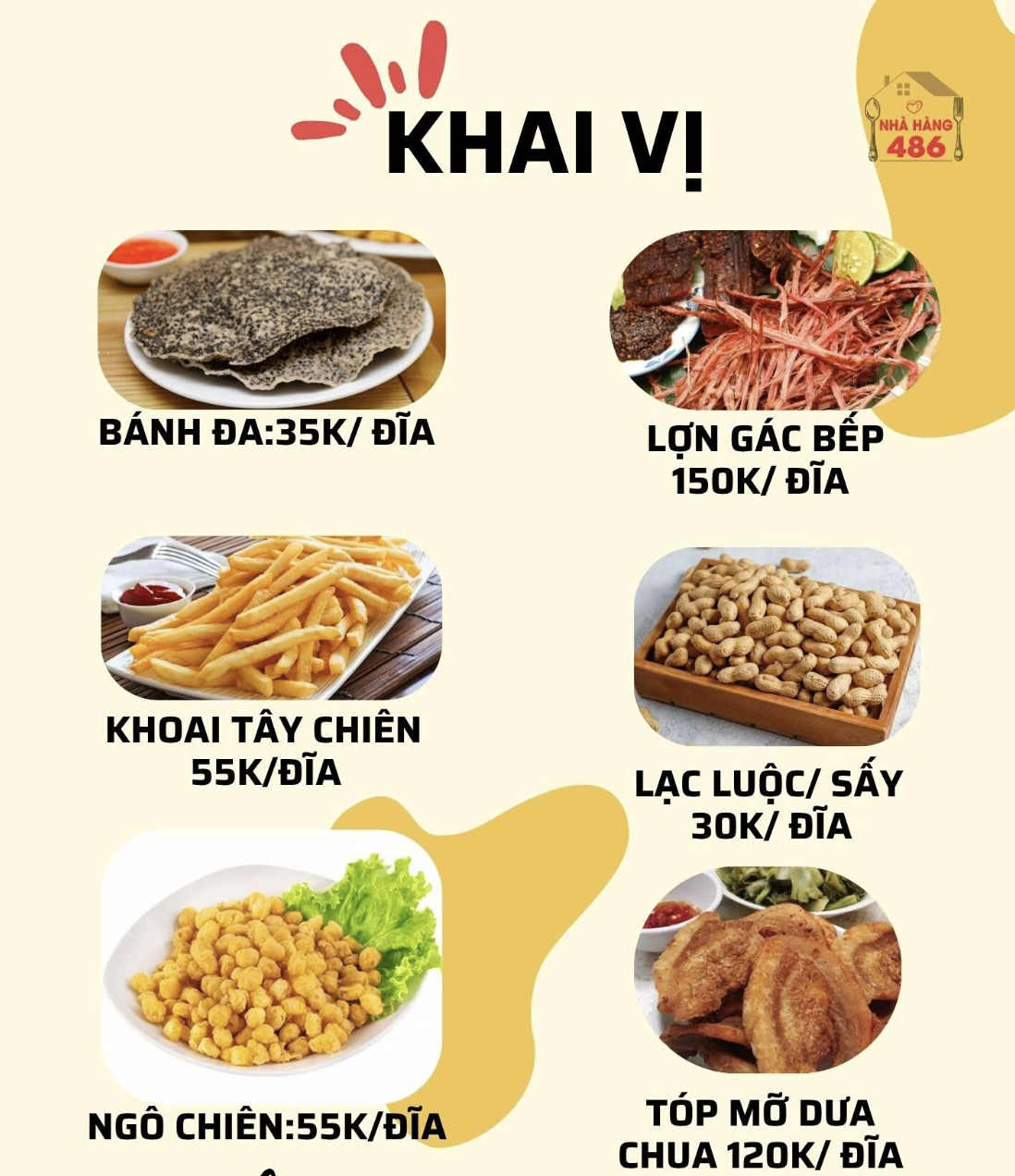 Menu Nhà hàng 486 - An Khánh 2