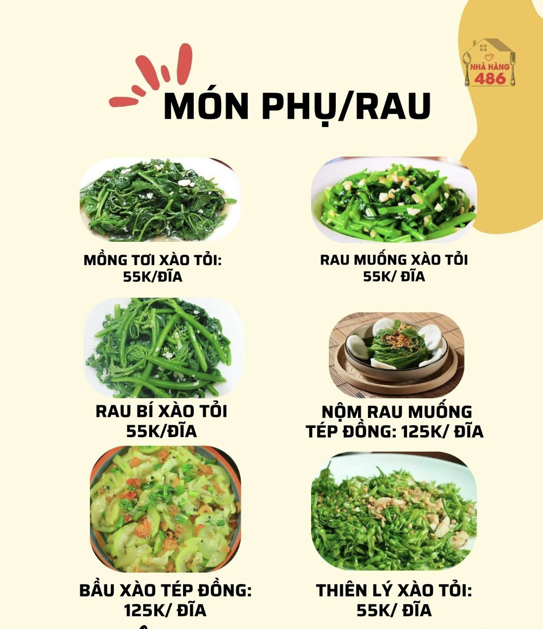 Menu Nhà hàng 486 - An Khánh 4