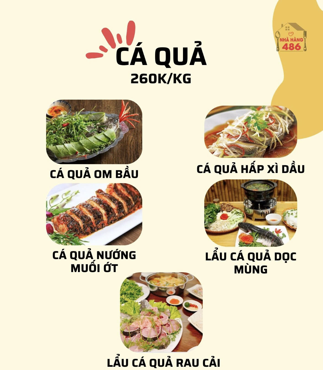 Menu Nhà hàng 486 - An Khánh 7