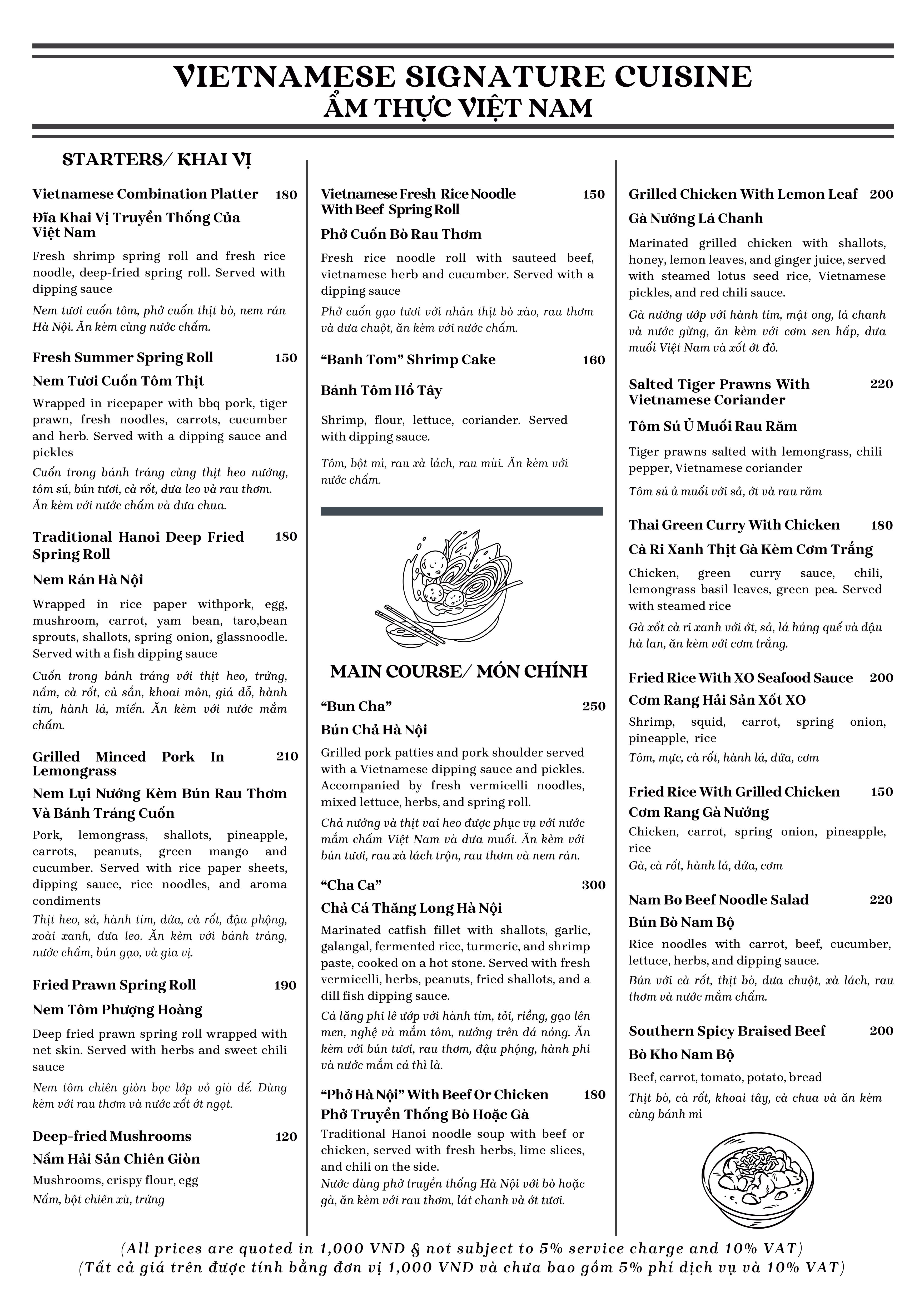 Menu Mun Dining - Le Chanvre Hanoi Hotel & Spa Hàng Gai 2