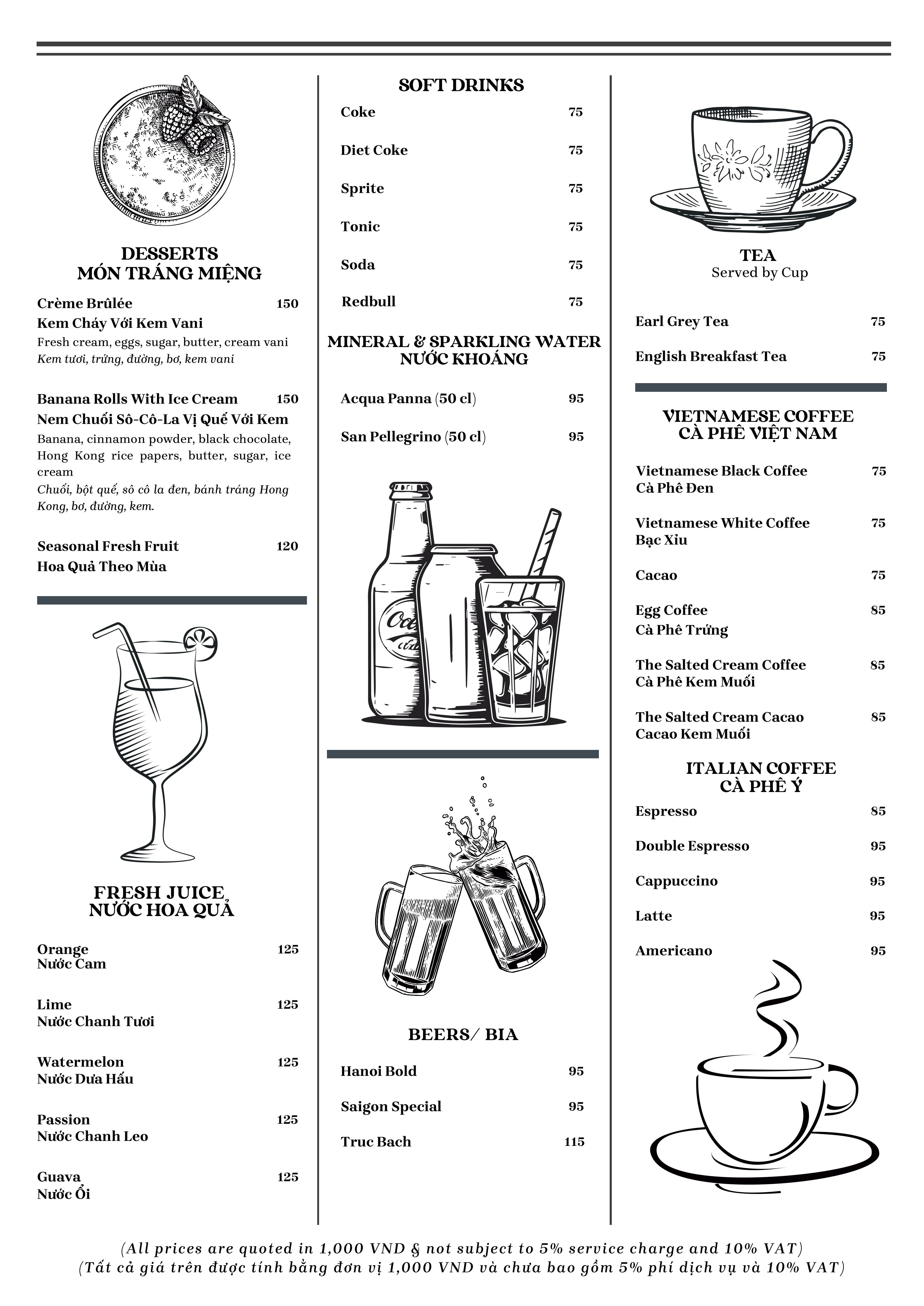 Menu Mun Dining - Le Chanvre Hanoi Hotel & Spa Hàng Gai 3