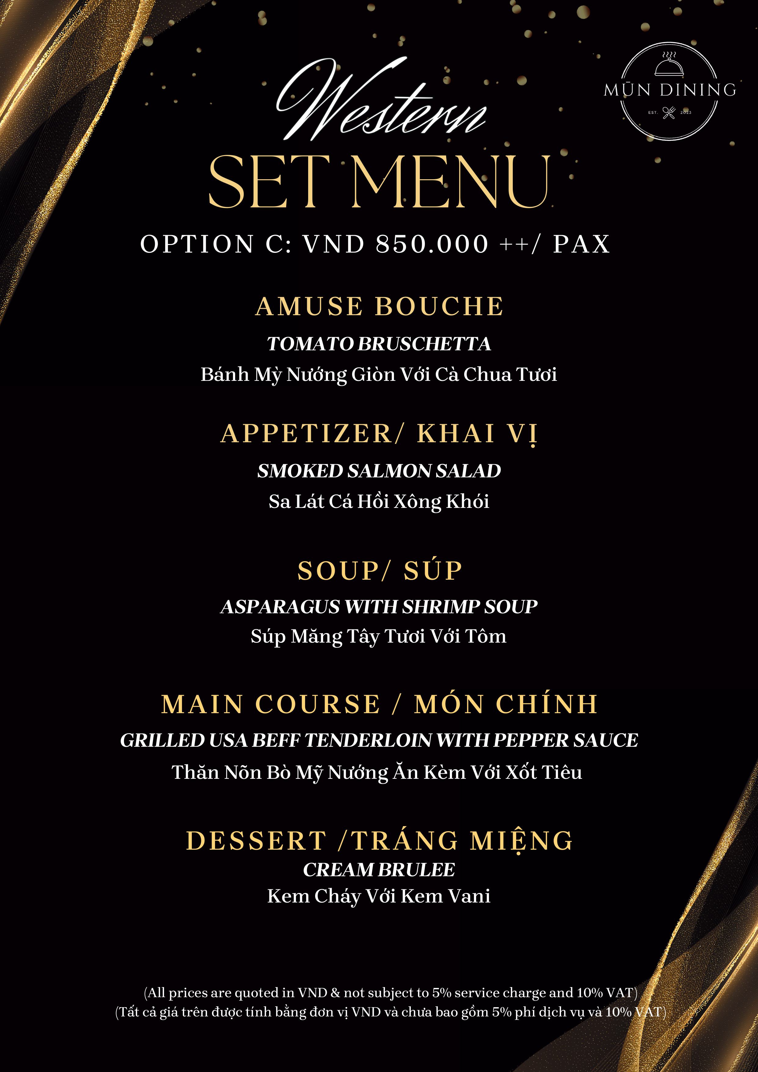 Menu Mun Dining - Le Chanvre Hanoi Hotel & Spa Hàng Gai 7