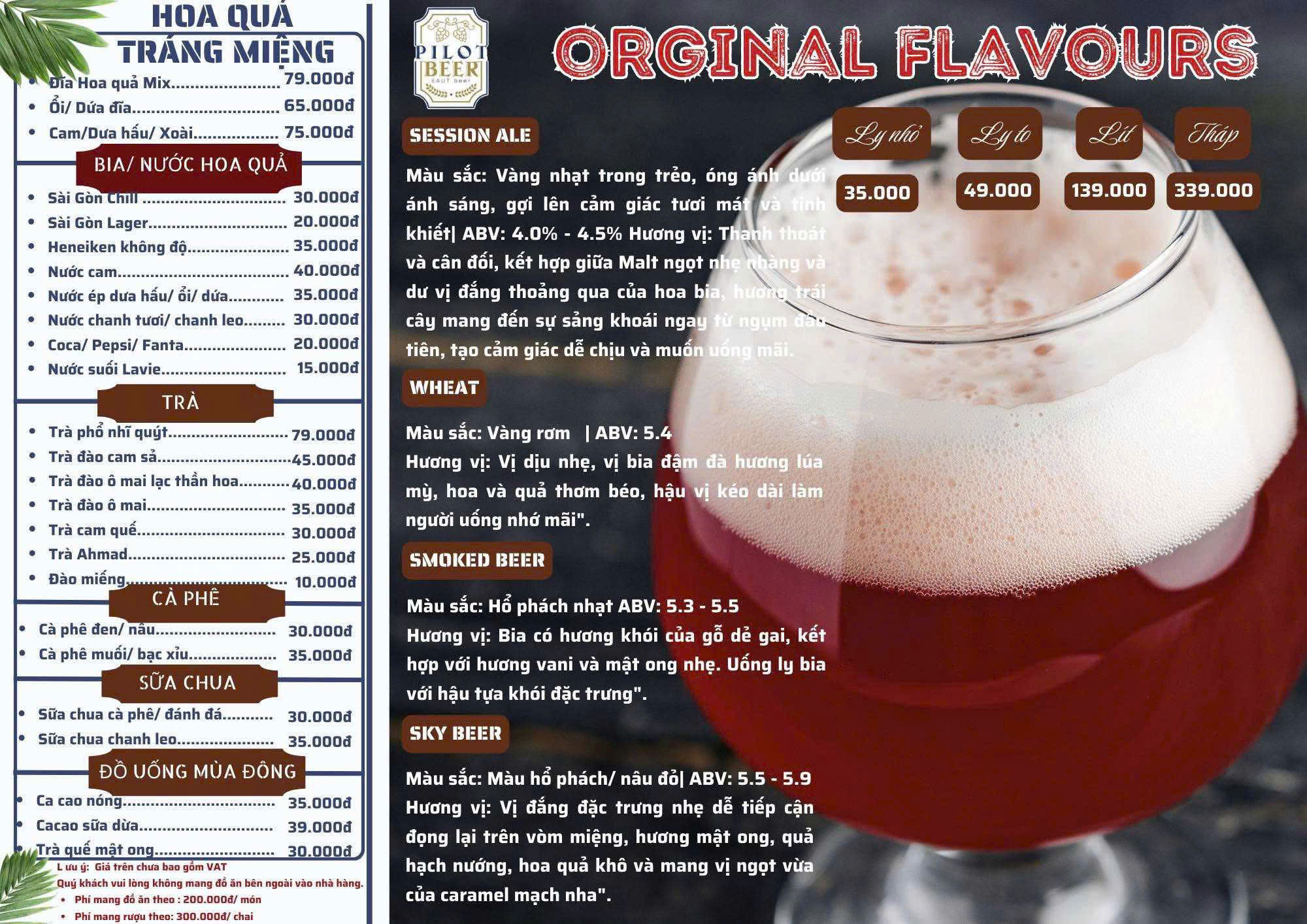 Menu The Pilot - Trịnh Văn Bô 2 