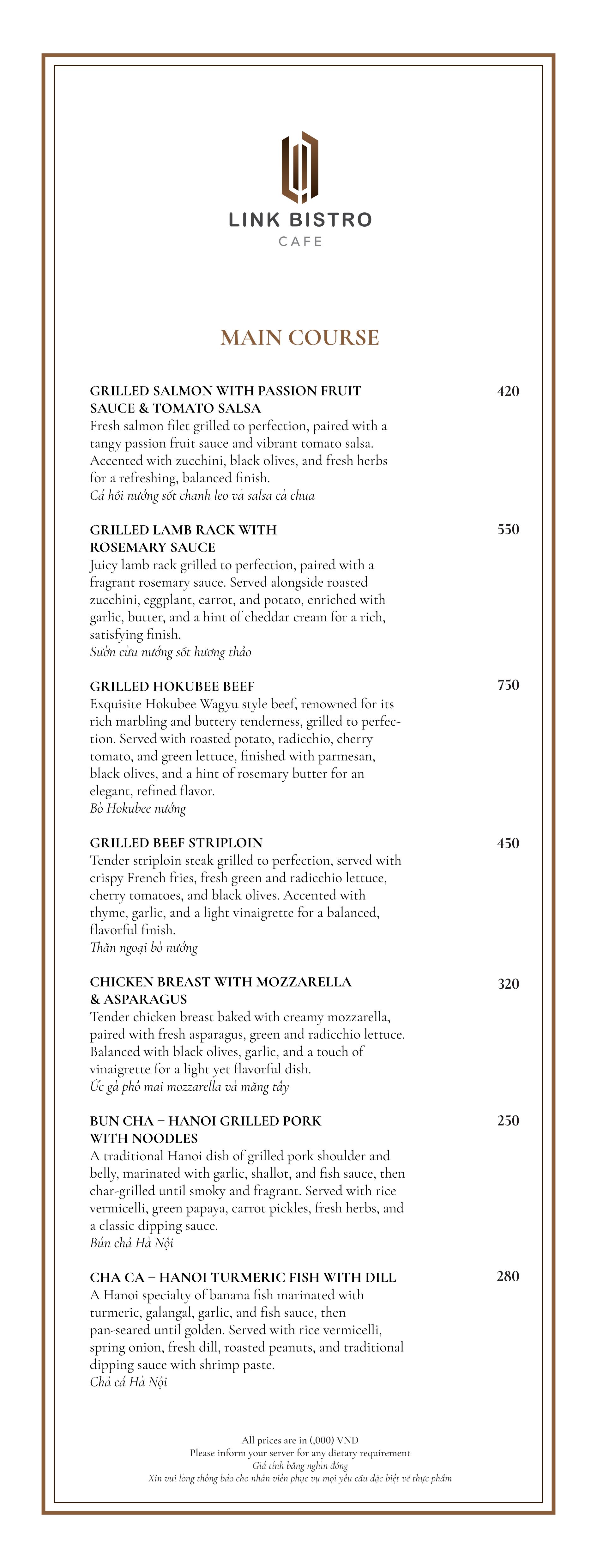 Menu Link Bistro Cafe - Bà Triệu 3