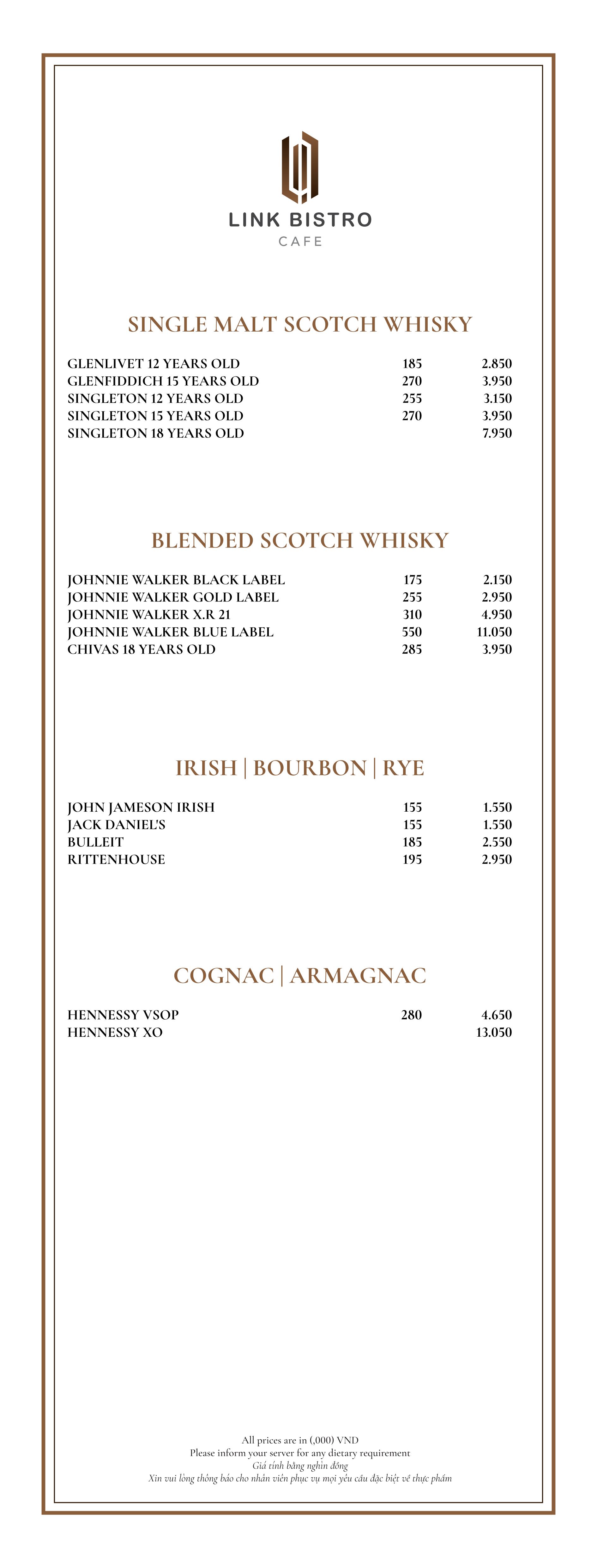 Menu Link Bistro Cafe - Bà Triệu 7