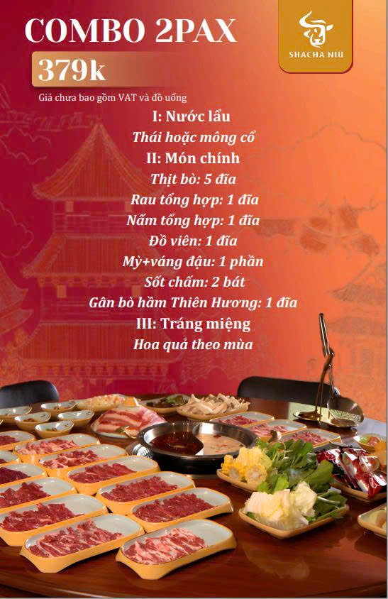 Menu SHACHA NIÚ - Lương Định Của 4 