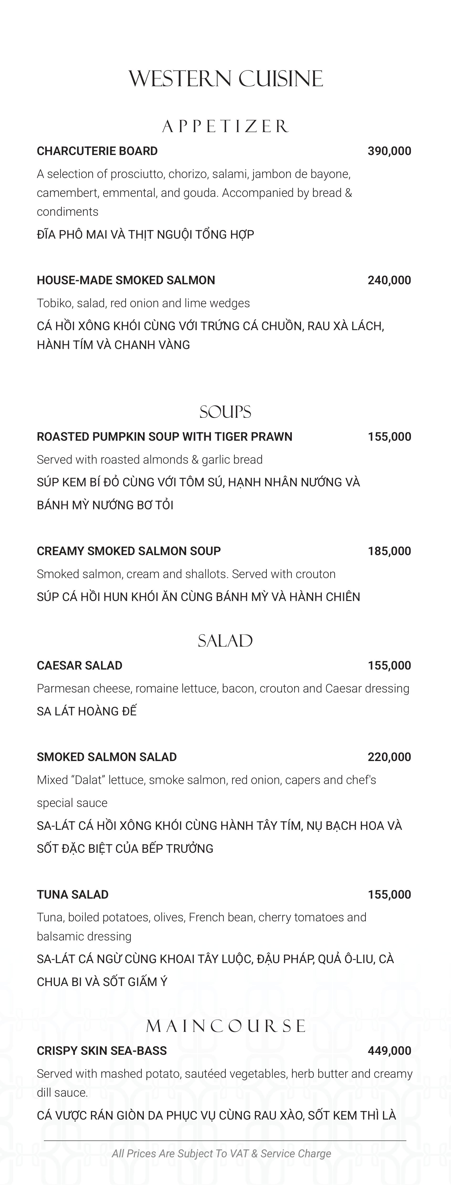 Menu SORA Restaurant - Hàm Long 5 