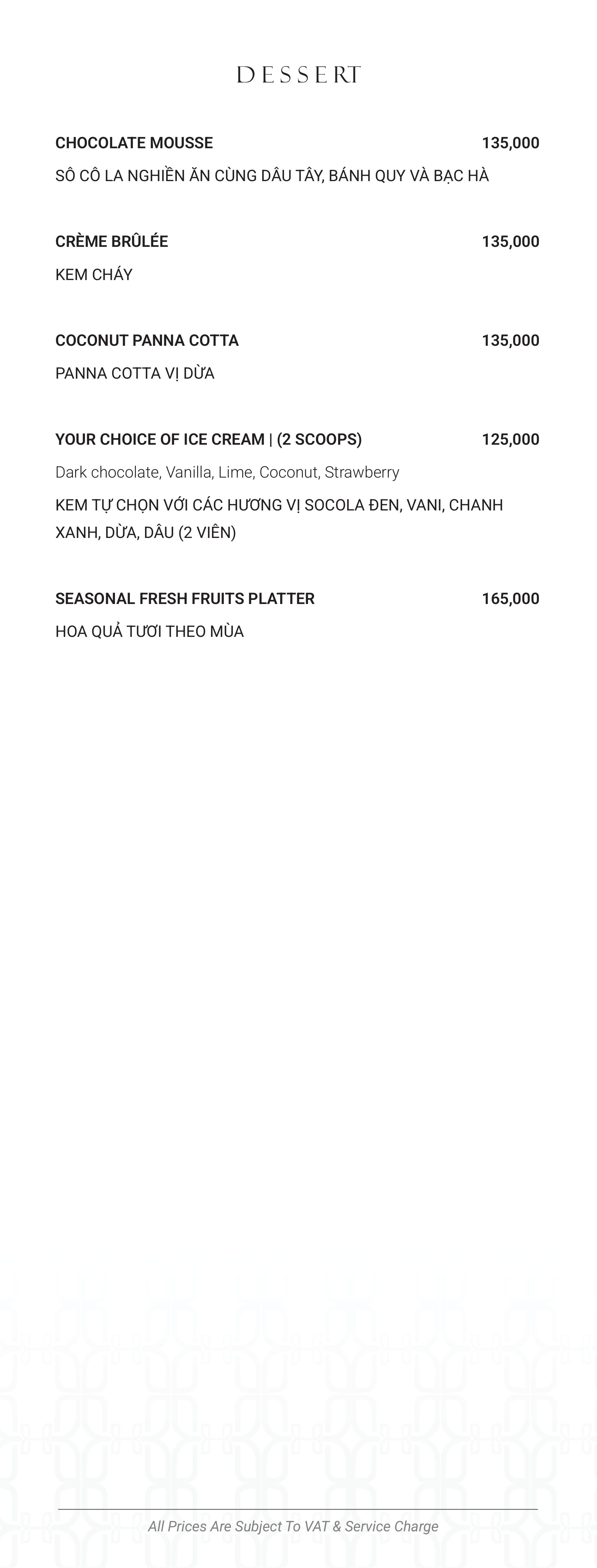 Menu SORA Restaurant - Hàm Long 7 