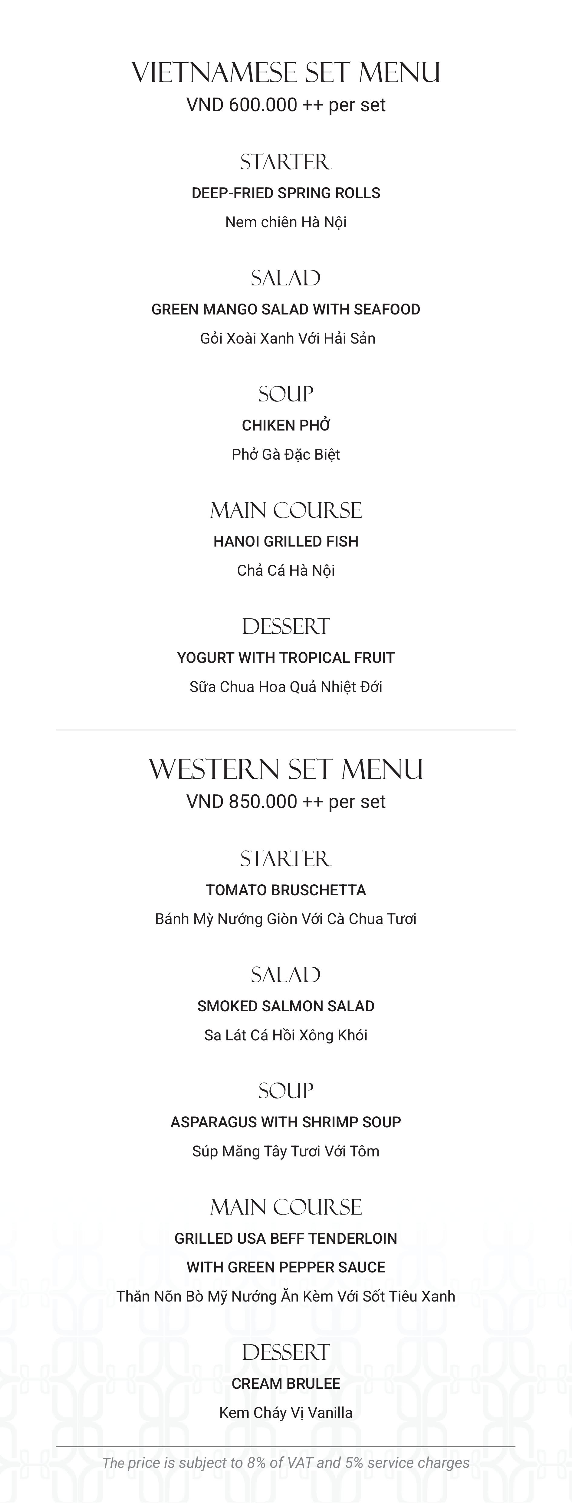 Menu SORA Restaurant - Hàm Long 8 
