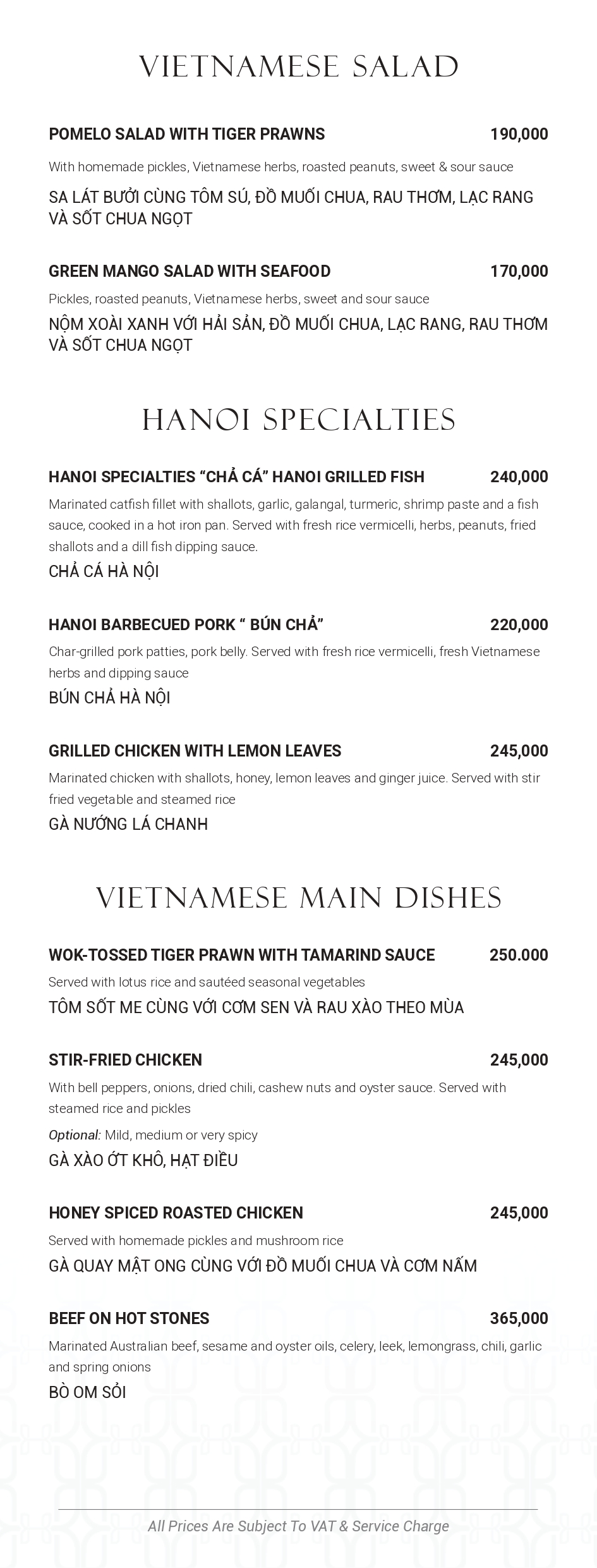 Menu SORA Restaurant - Hàm Long 5 
