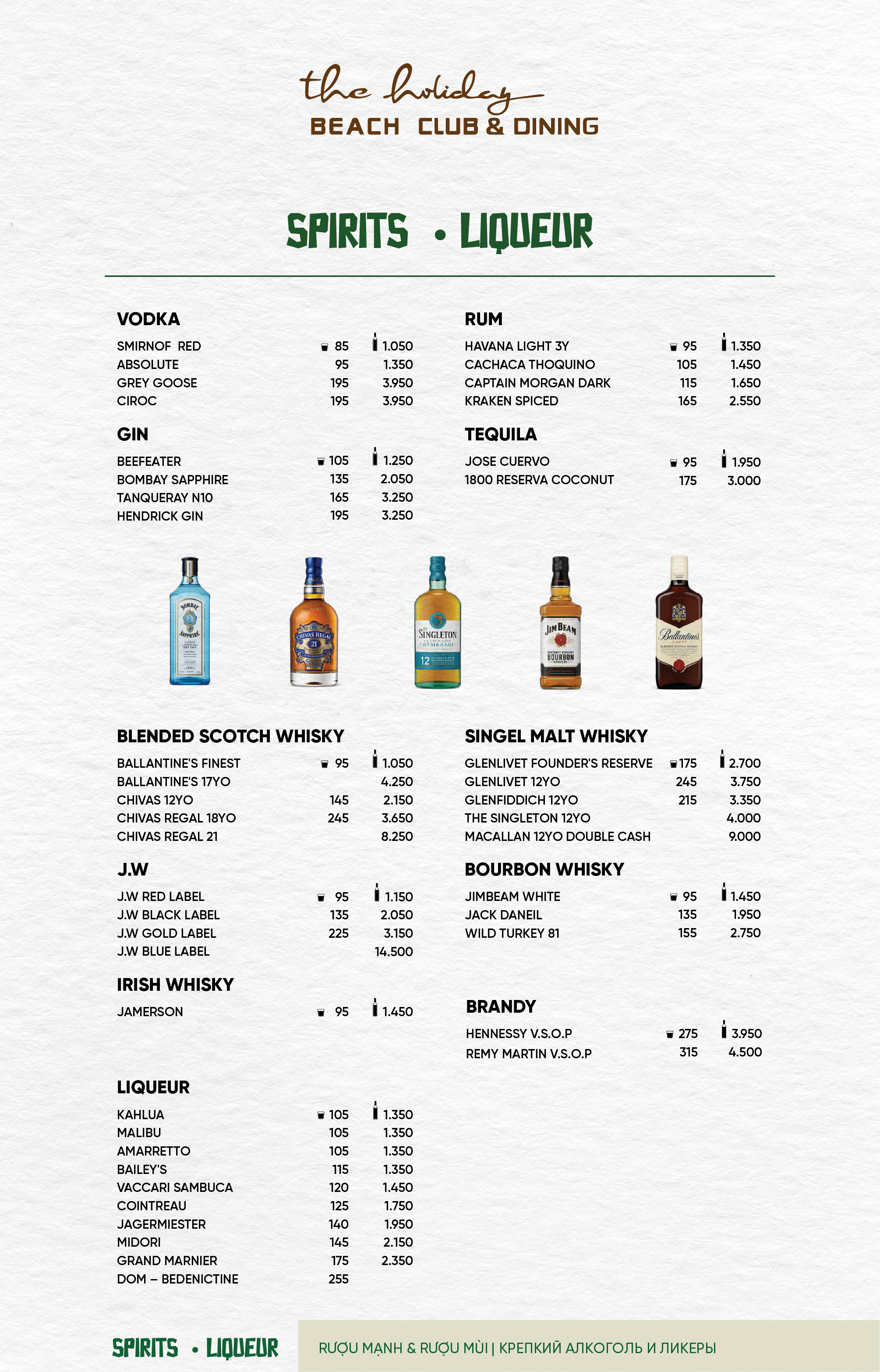 Menu The Holiday Beach Club & Dining - Võ Nguyên Giáp 6 