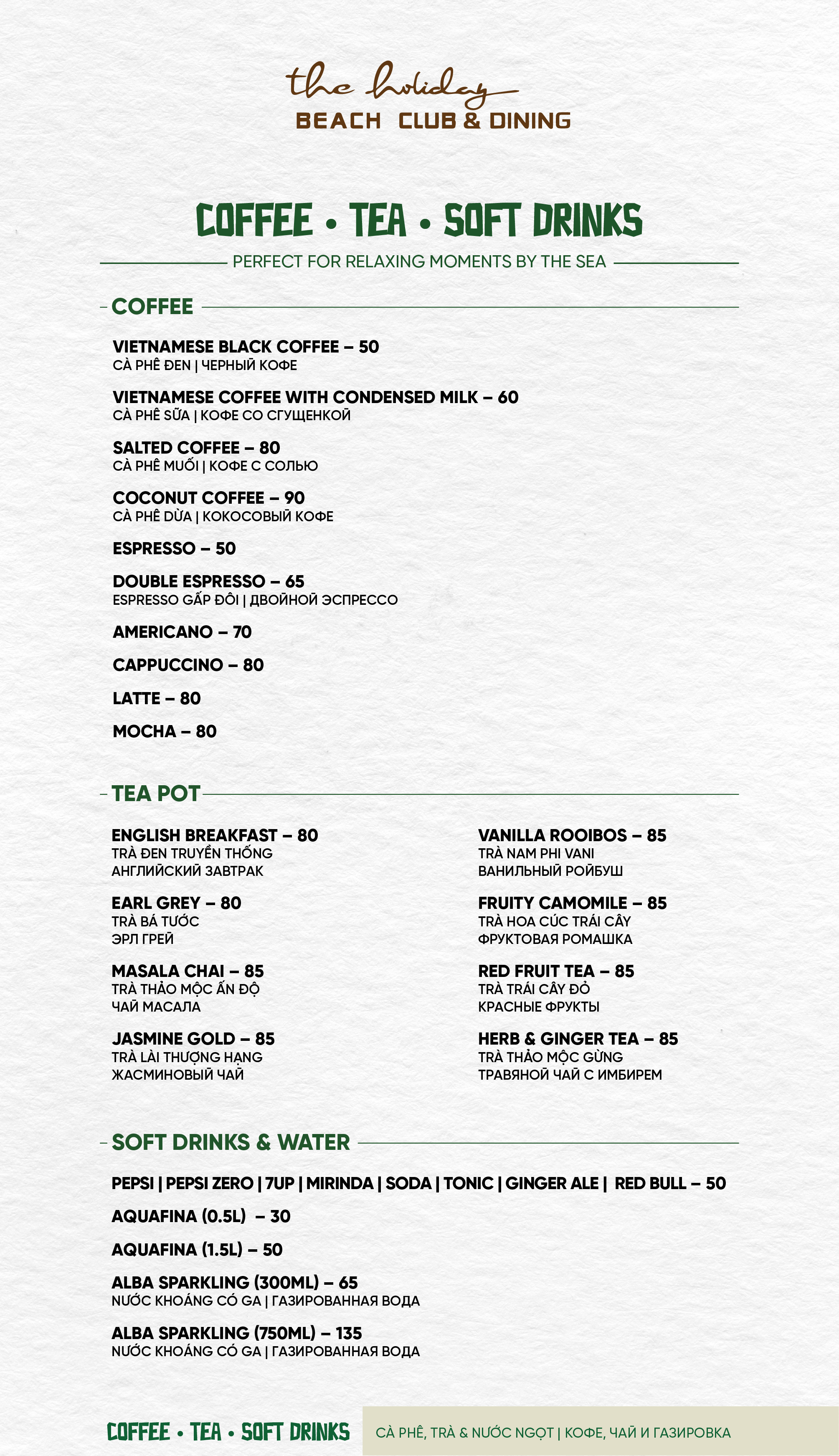 Menu The Holiday Beach Club & Dining - Võ Nguyên Giáp 9 