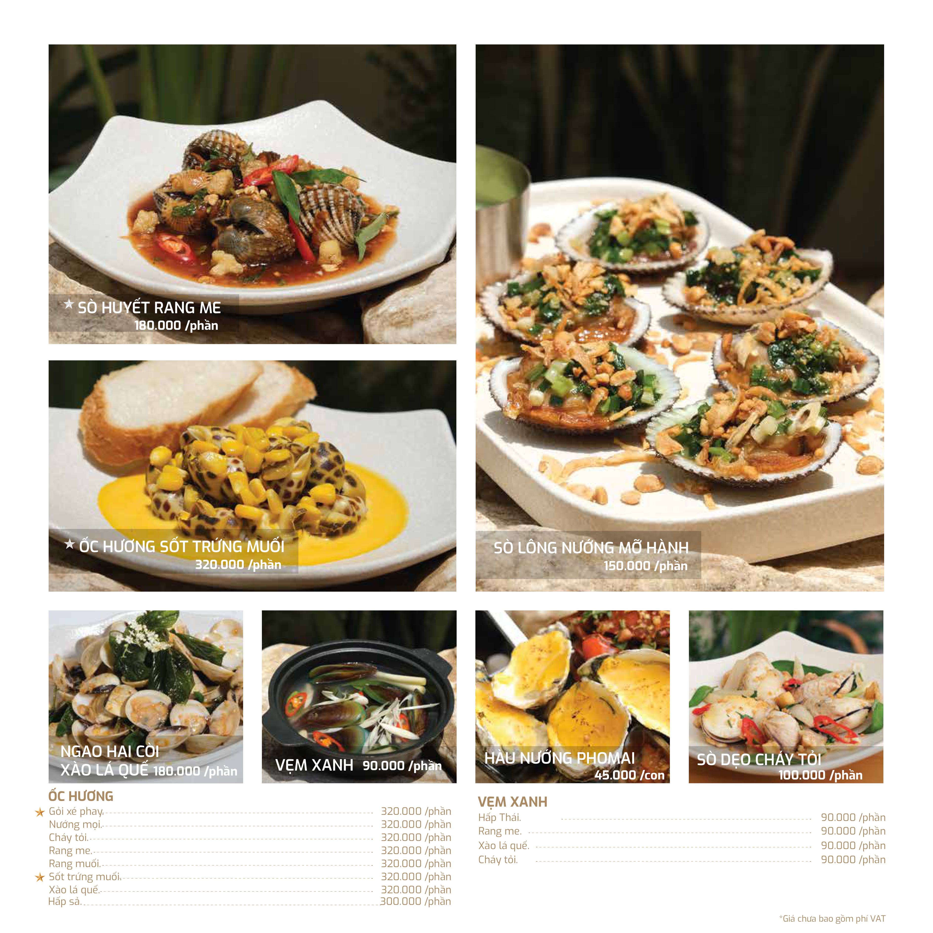 Menu O2 Seafood - Song Hành 8