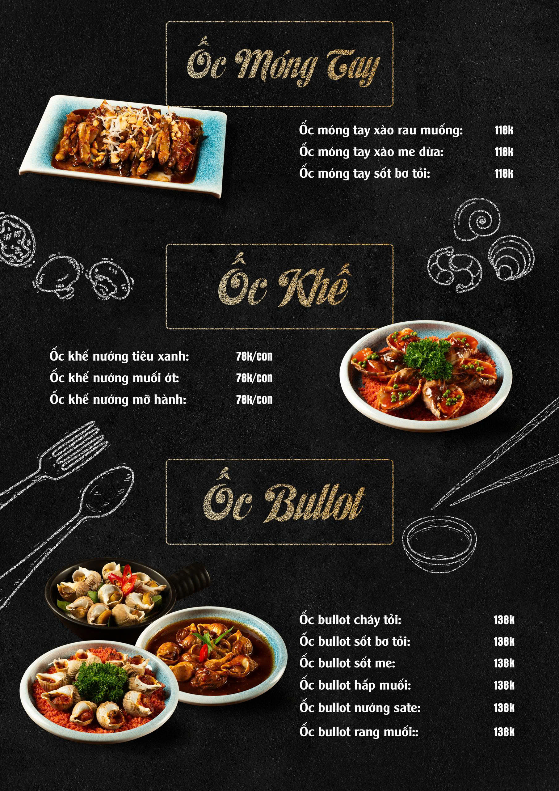 Menu Tiệm Ốc 2 Tay - 76 Ngọc Khánh 5