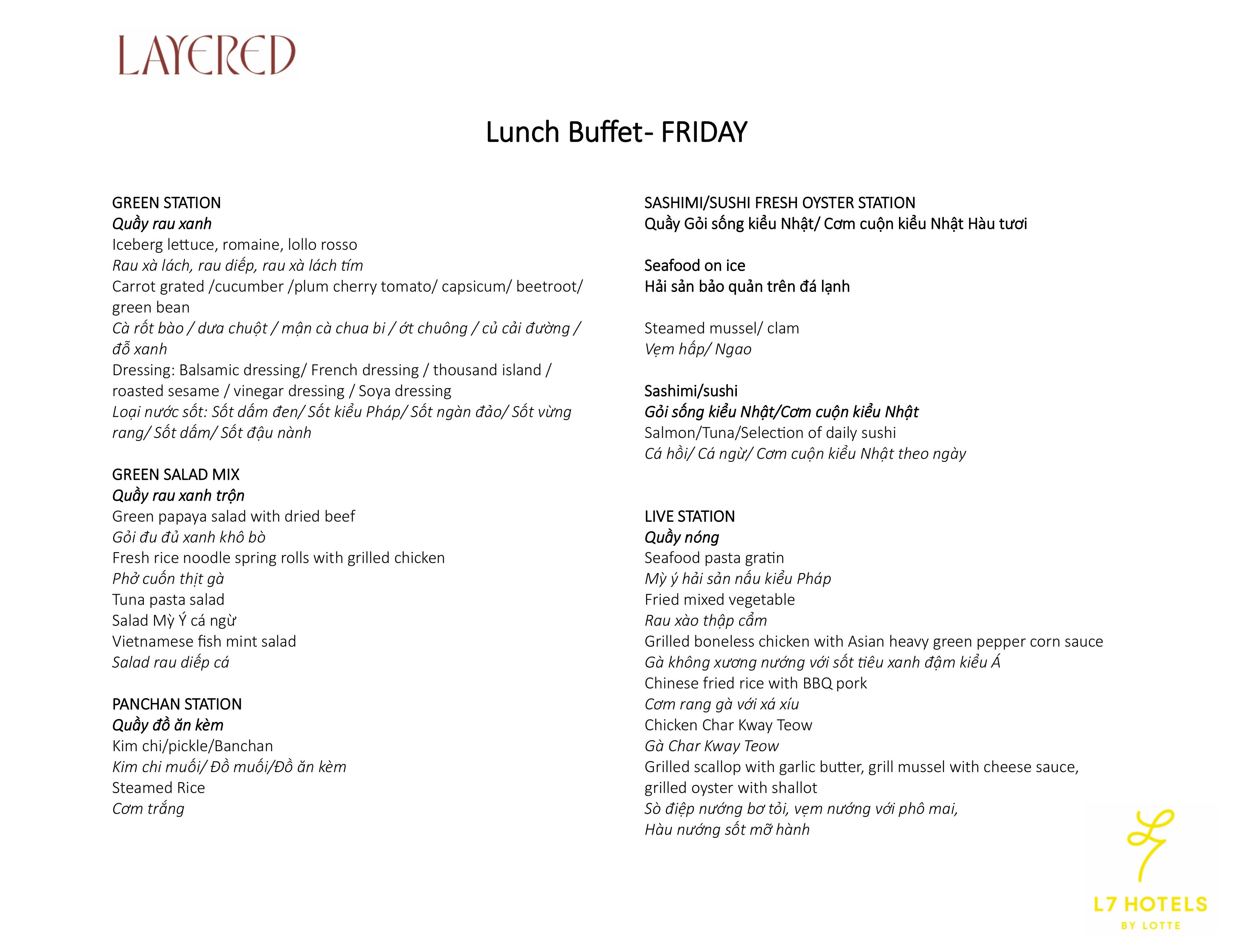 Lunch Buffet từ T2 - CN-12