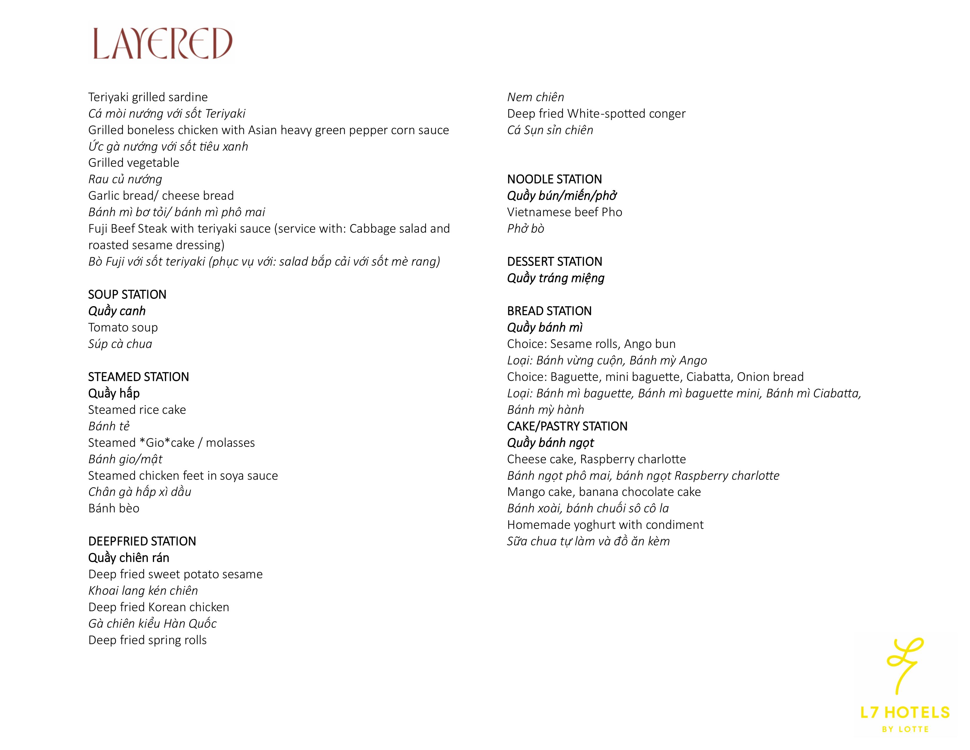 Lunch Buffet từ T2 - CN-13