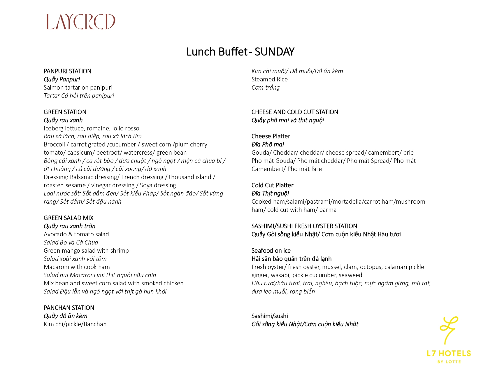 Lunch Buffet từ T2 - CN-18