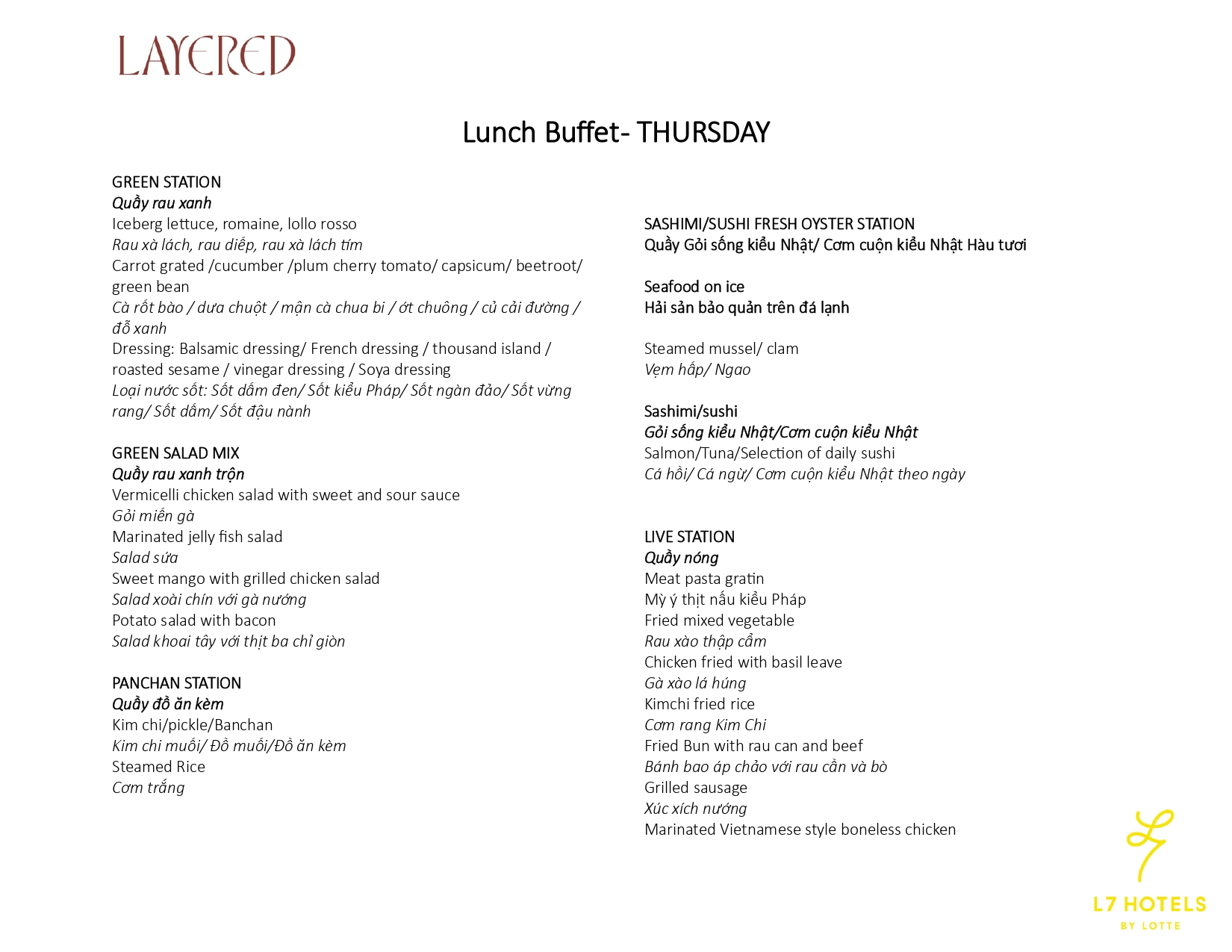 Lunch Buffet từ T2 - CN-9