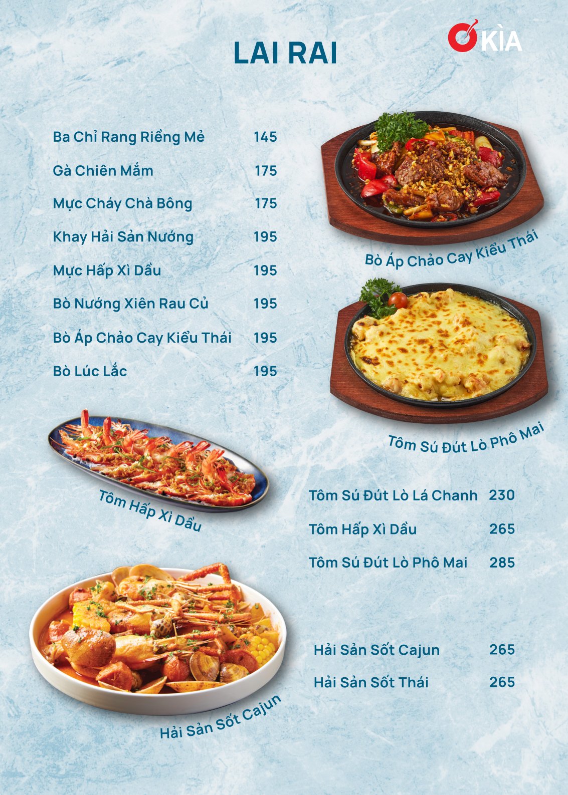 Menu Nhà Hàng Hải Sản Ơ Kìa - Trần Phú 5 