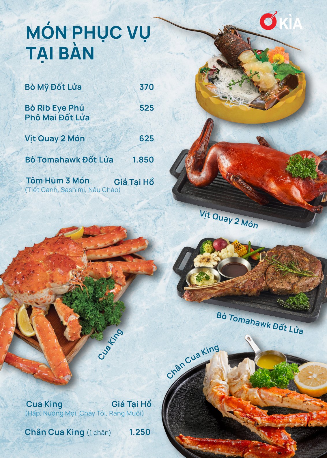 Menu Nhà Hàng Hải Sản Ơ Kìa - Trần Phú 9 