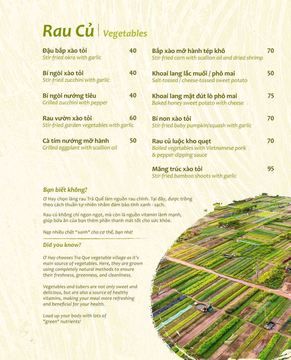 Menu Ơ Hay Grill & Chill - Hoàng Văn Thụ 9 