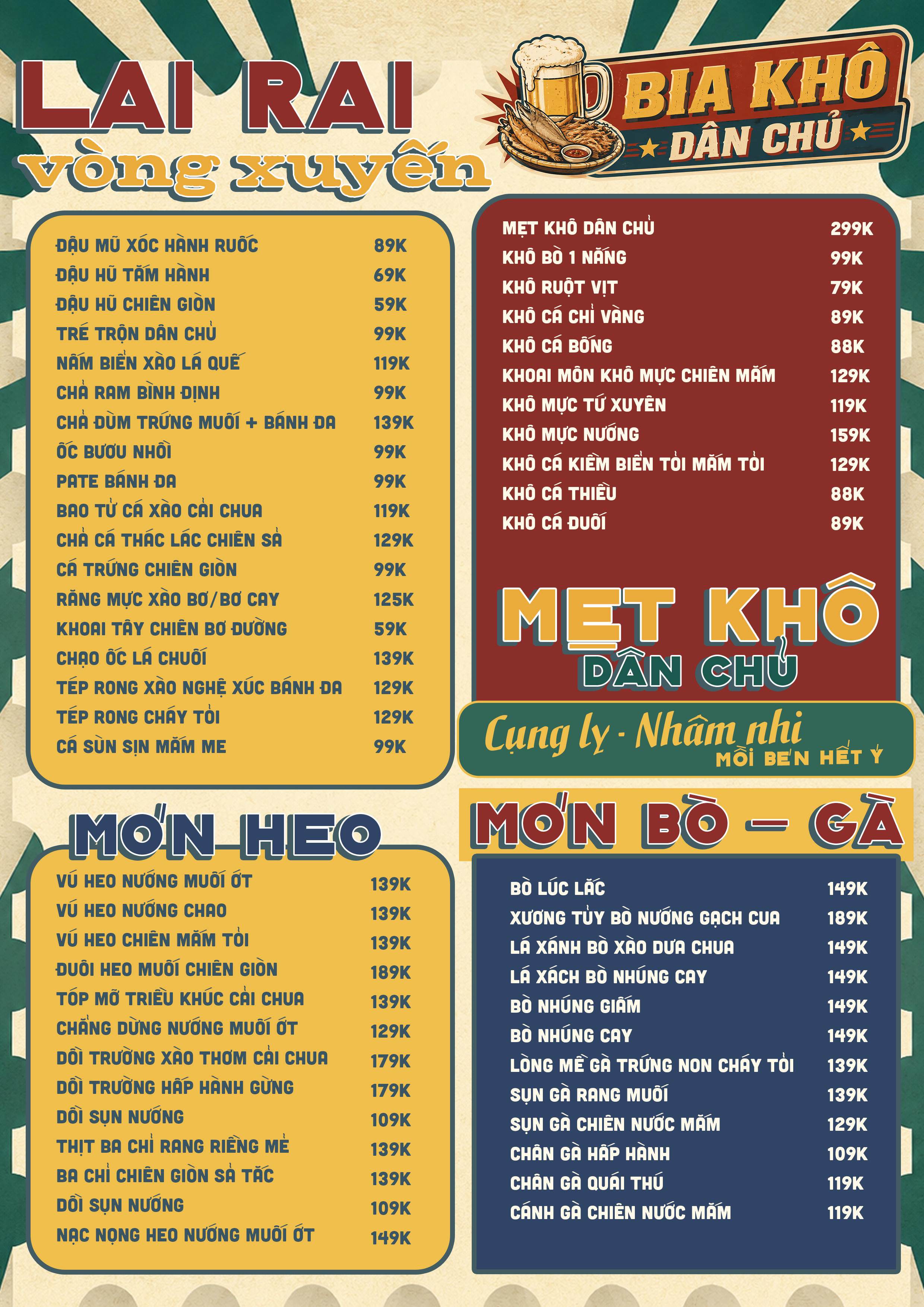 Menu Bia Khô Dân Chủ - Cách Mạng Tháng 8 1 